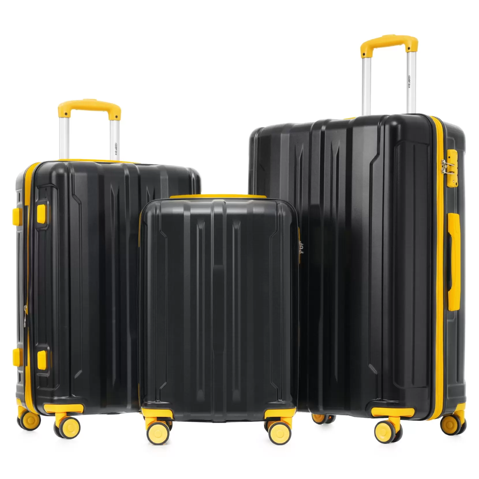 Expandable Hardshell Luggage Sets 3 Piece. 20/24/28inch Lightweight Hardside Suitcase Sets with 360?? Spinner Wheels and TSA Lock. Carry on Check in Suitcase Sets. Black