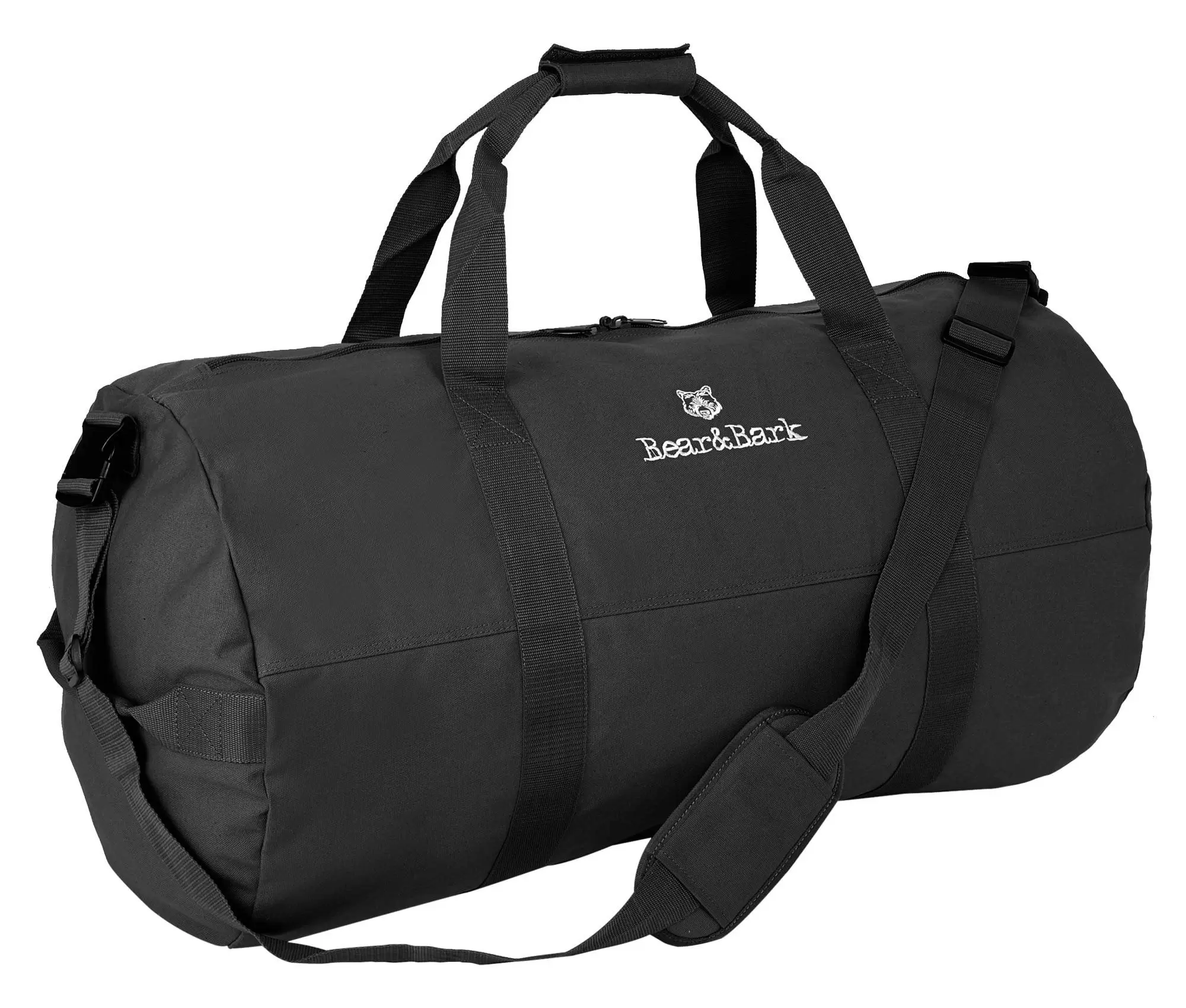 Extra Large Duffle Bag - Black 46x20 - Canvas Military and Army Cargo Style Duffel Tote for Men and Women- College Student. Backpacking. X-Large Travel and Storage Shoulder Bag