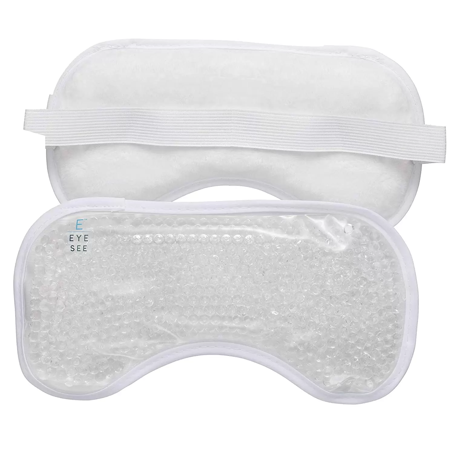 Eye See Plush Gel Eye Mask for Puffy Eyes. White - Cold Eye mask to Treat Dark Circles. Sinuses. Dry Eyes. and for Allergy Relief - Microwave Safe for Heat Therapy