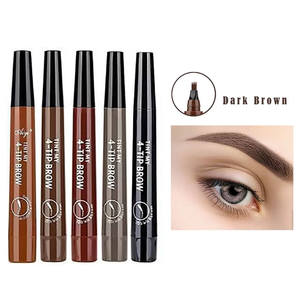 Eyebrow pen Microblading Eyebrow Pencil Waterproof Fork 6 Tips Eyebrow Tattoo Tat Brow Long Last-Dark Brown