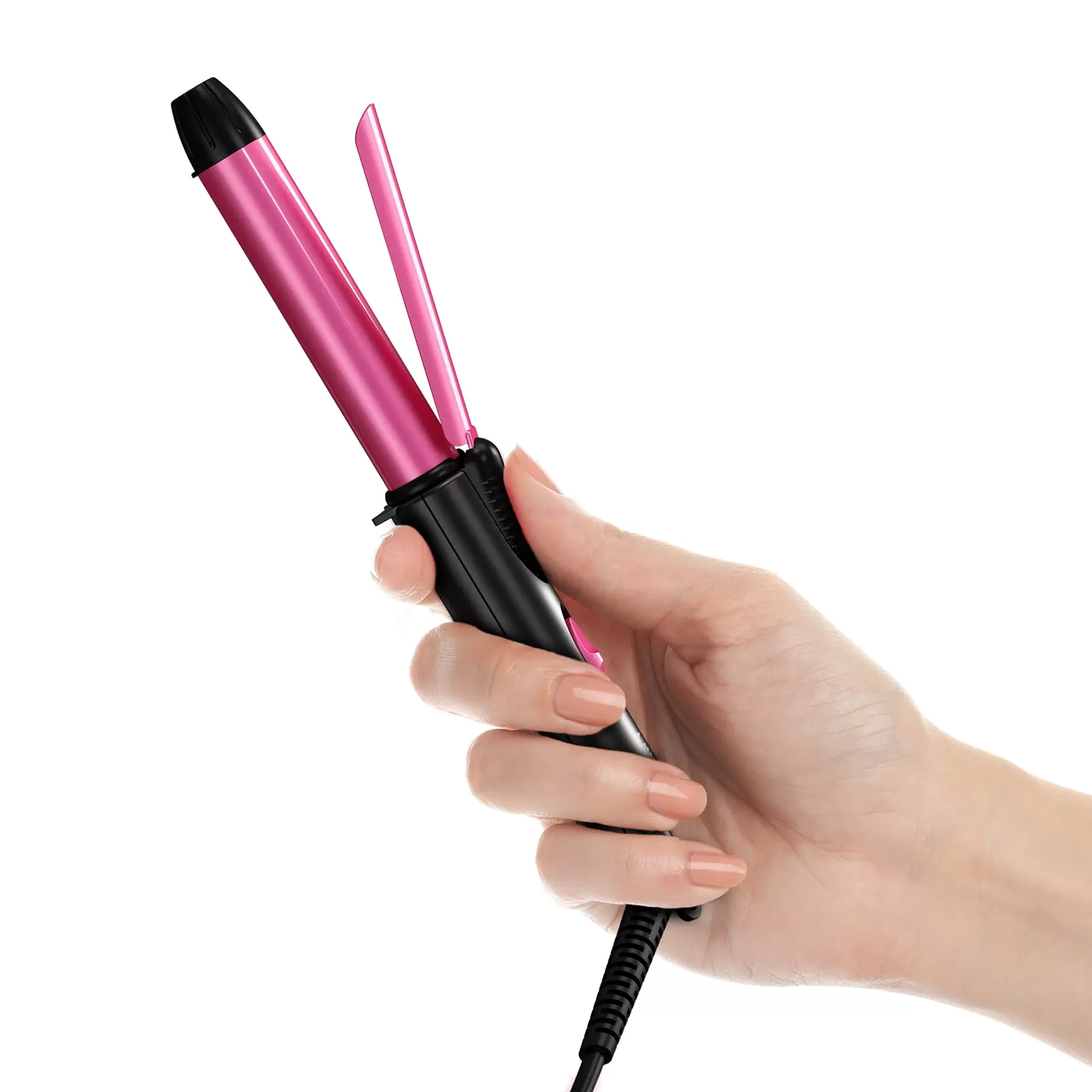 FARERY Mini Curling Iron for Portable Travel. 3/4 Ceramic Small Curler. Pink