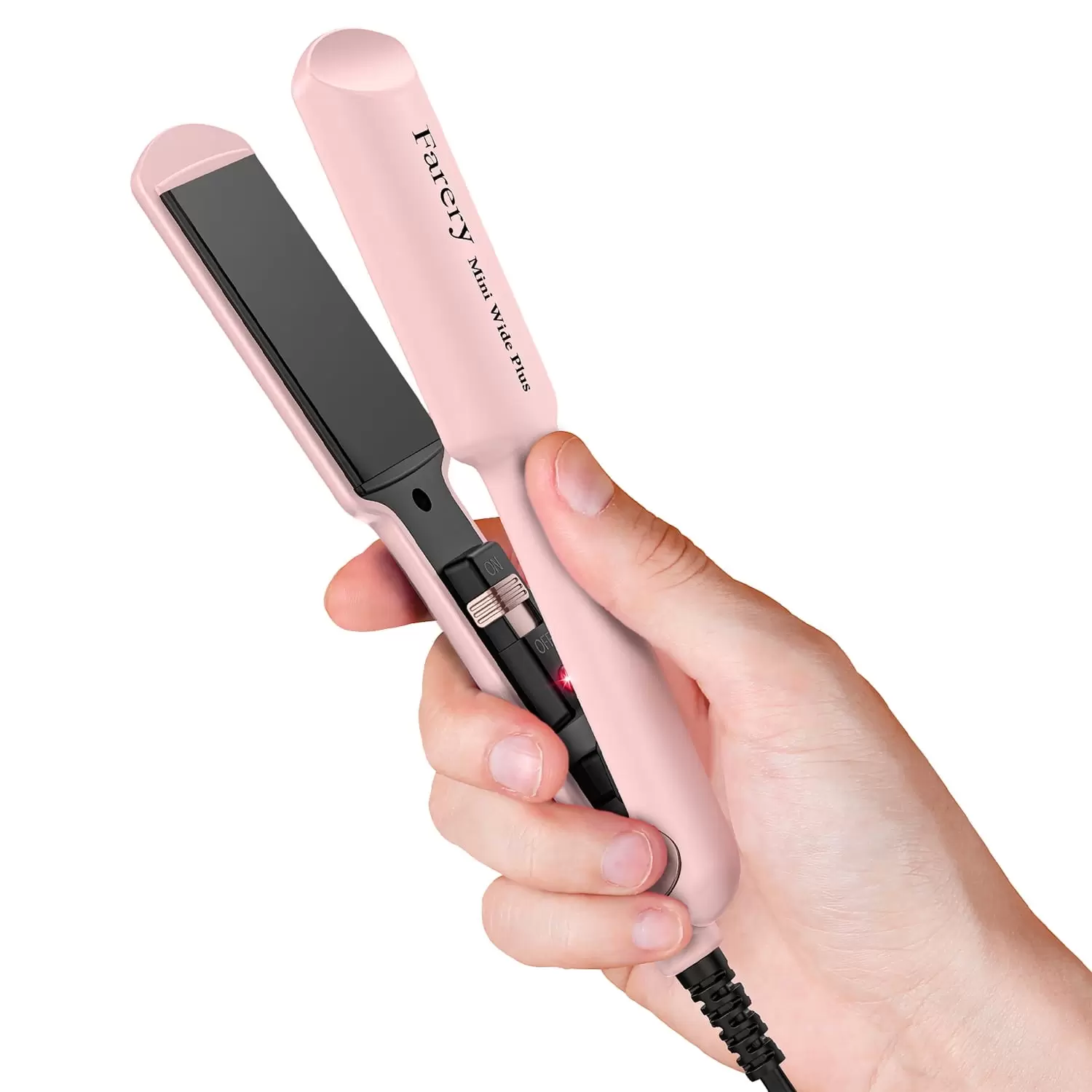 FARERY Mini Flat Iron Portable Travel. 1.5 Wide Small Hair Straightener with Dual Voltage. Pink