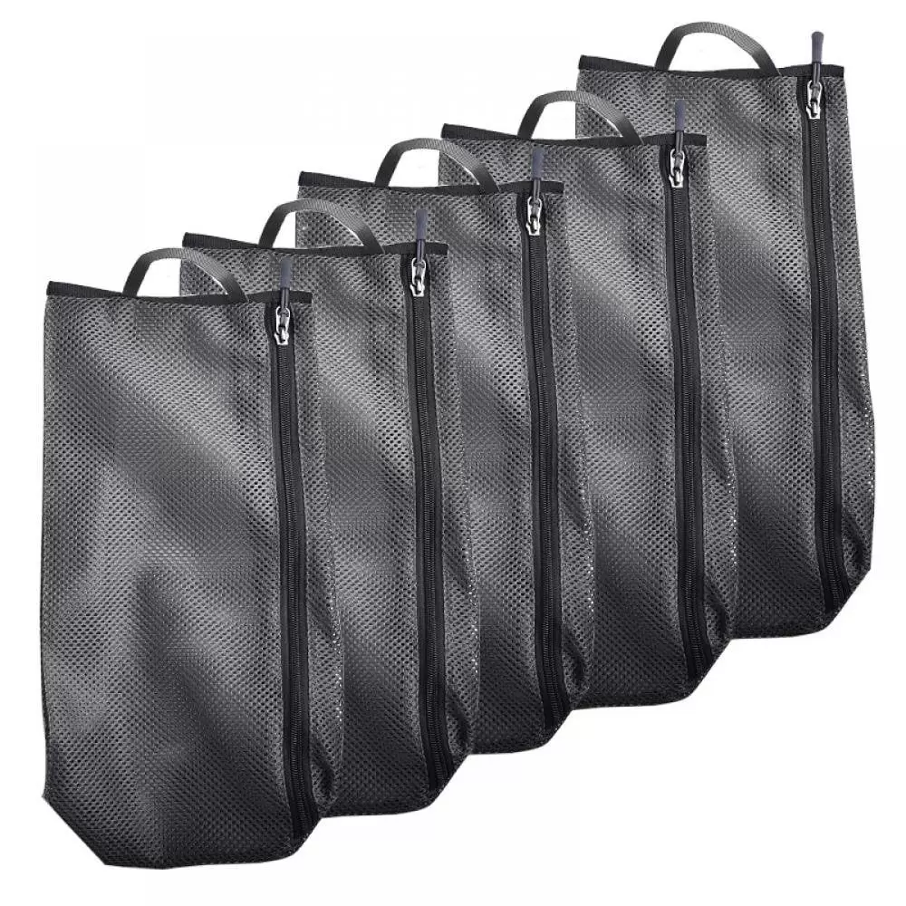 FNNMNNR Multi Purpose Mesh Drawstring Storage Ditty Bags for Travel & Outdoor Activity Gray 5 pcs