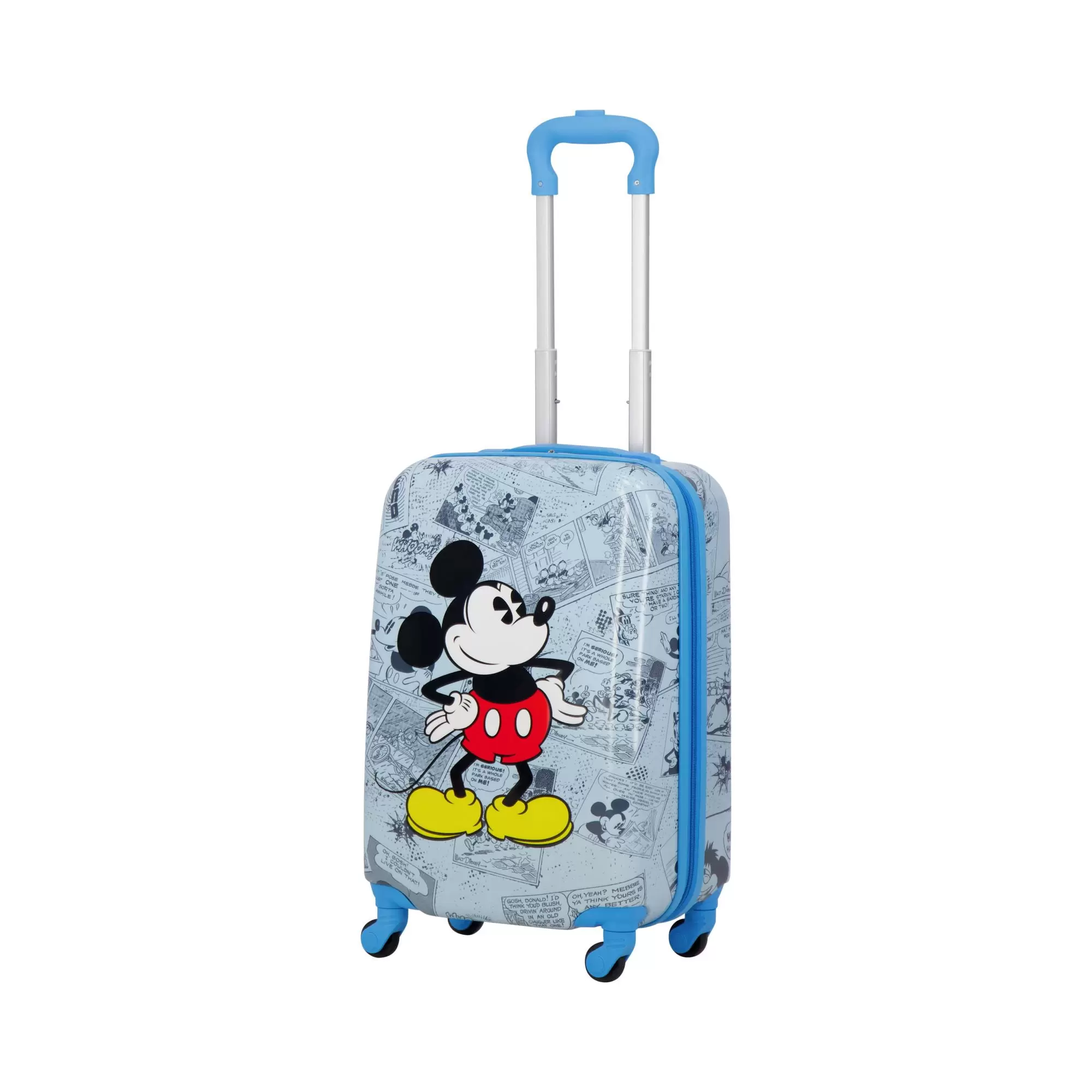 FUL Disney Mickey Mouse 21 Inch Kids Rolling Luggage. Hardshell Carry On Suitcase with Spinner Wheels. Blue