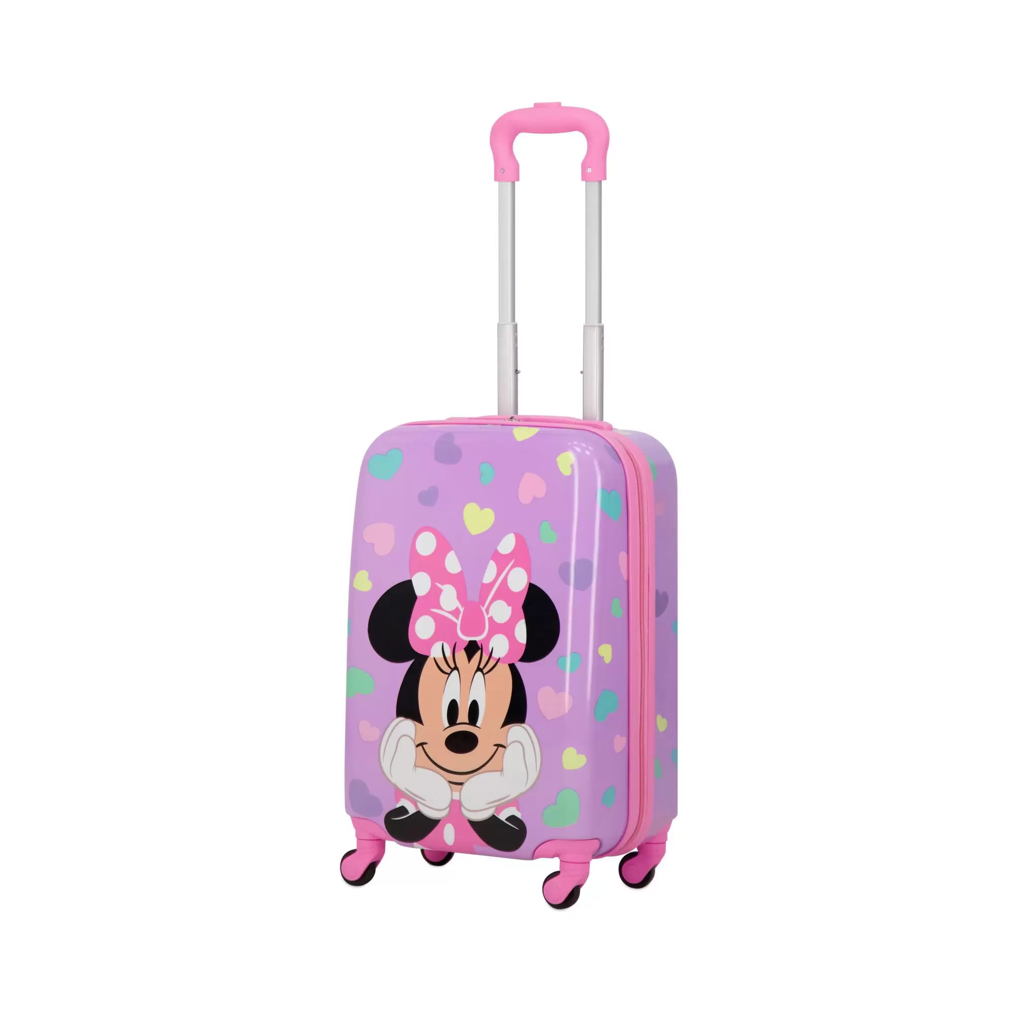 FUL Disney Minnie Mouse 21 Inch Kids Rolling Luggage. Hardshell Carry On Suitcase with Spinner Wheels. Lilac