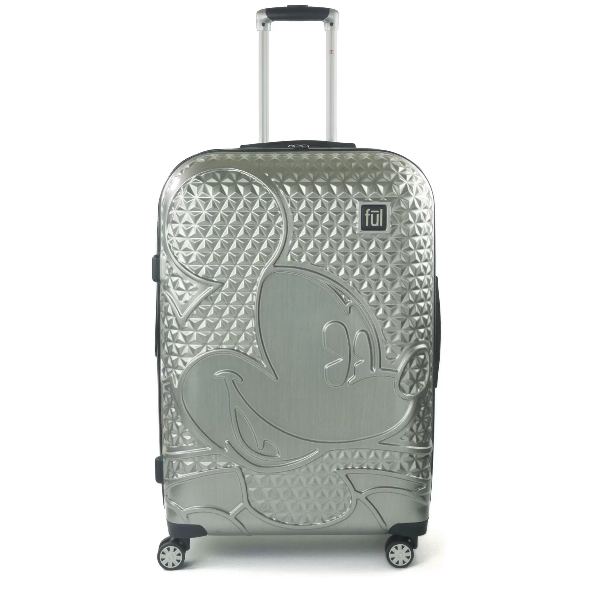 FUL Disney Textured Mickey Mouse 29in Hard Sided Rolling Luggage. Silver