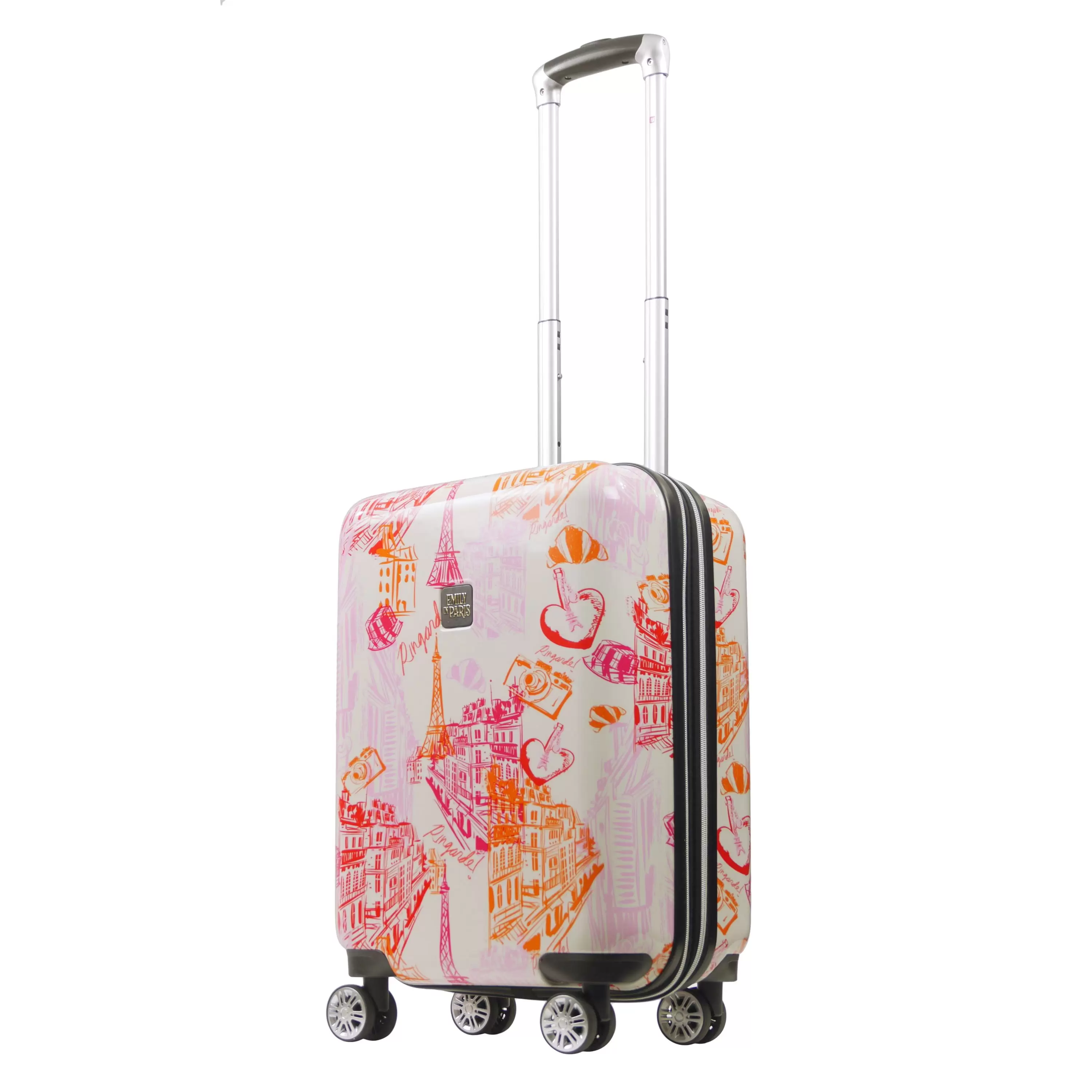 FUL Emily in Paris 21 Inch Rolling Luggage. Hardshell Carry On Suitcase with Spinner Wheels. Pink