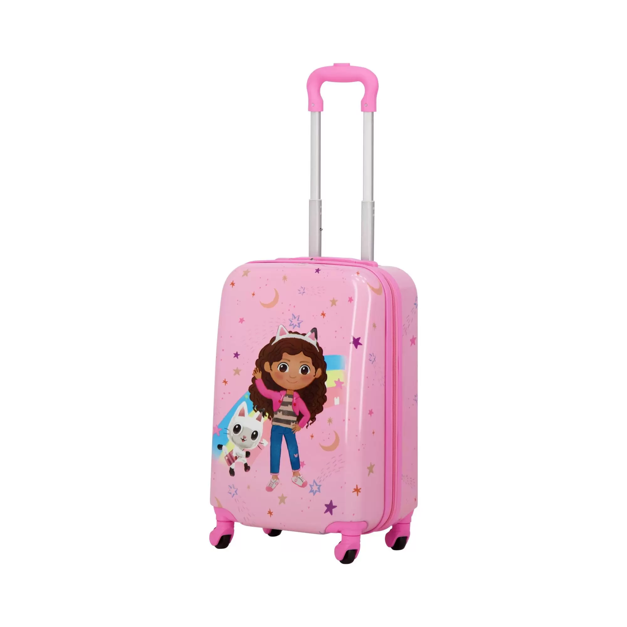 FUL Gabby's Dollhouse 21 Inch Kids Rolling Luggage. Hardshell Carry On Suitcase with Spinner Wheels. Pink