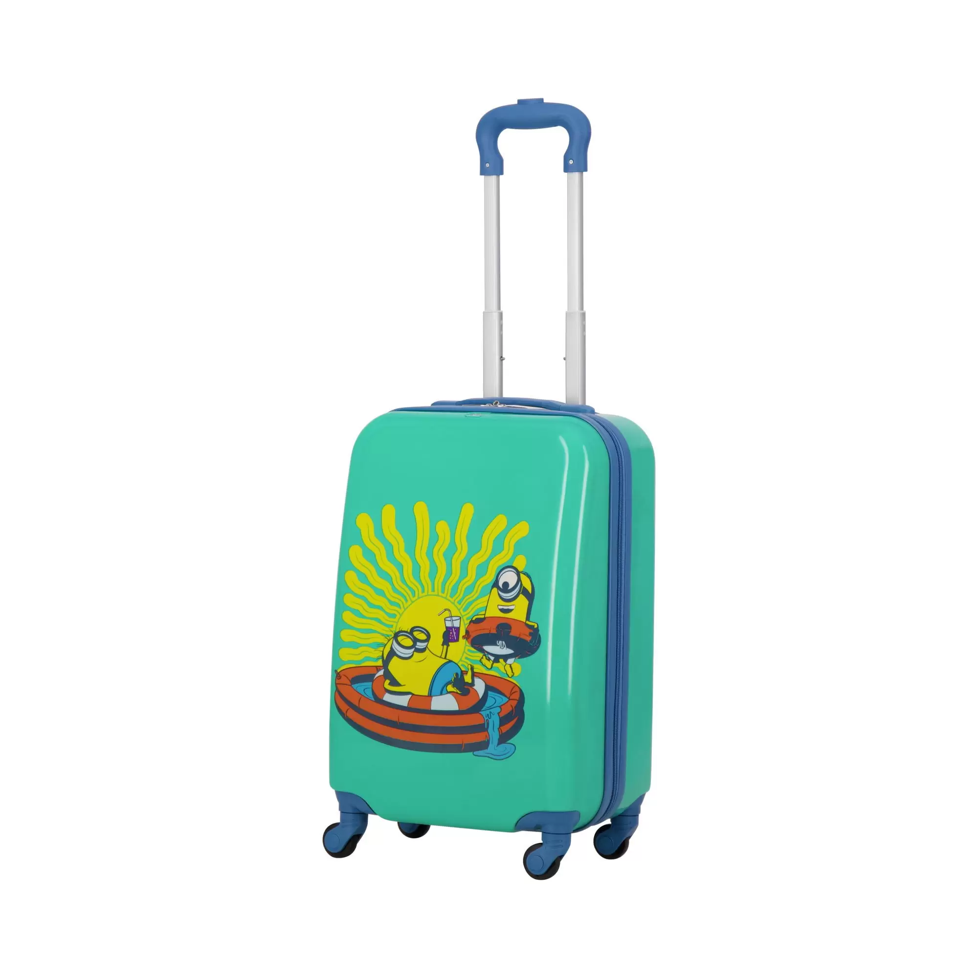 FUL Minions 21 Inch Kids Rolling Luggage. Hardshell Carry On Suitcase with Spinner Wheels. Teal