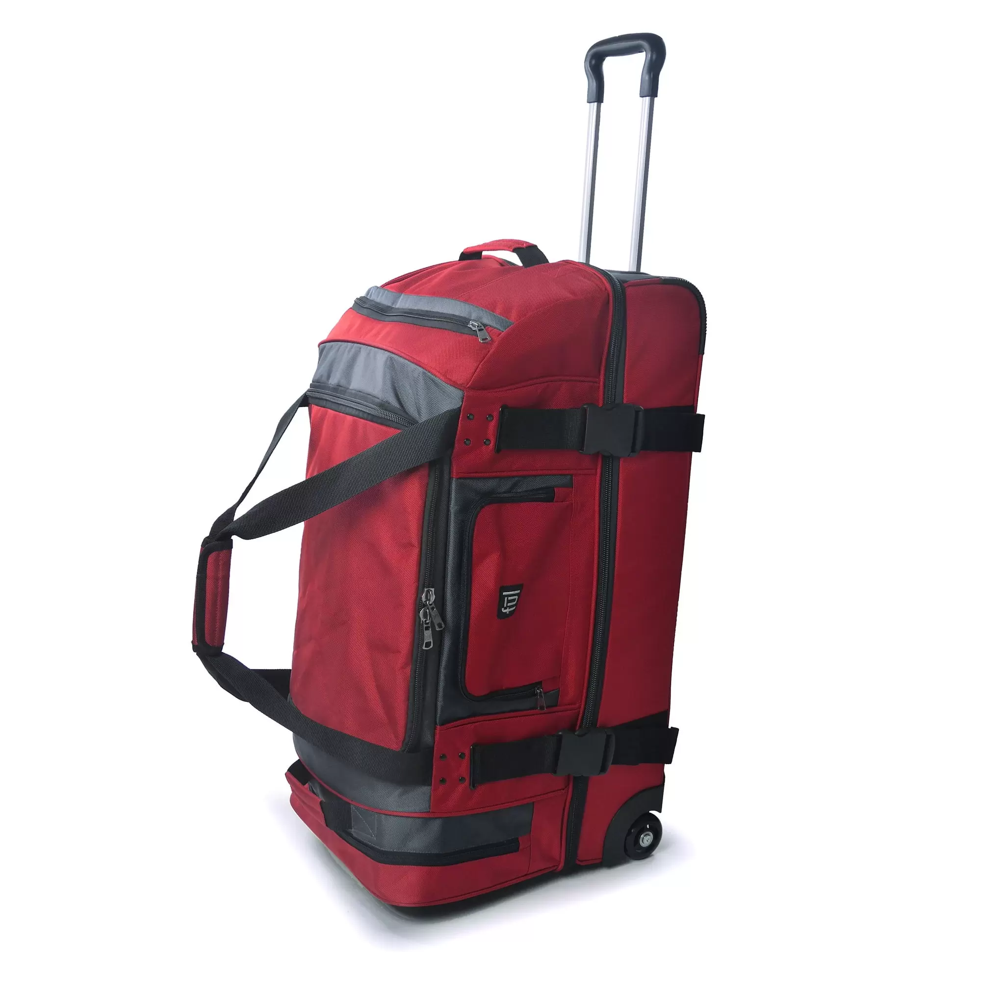 FUL Rig 30 inch Rolling Duffel Bag. Polyester Travel Luggage with Wheels. Red