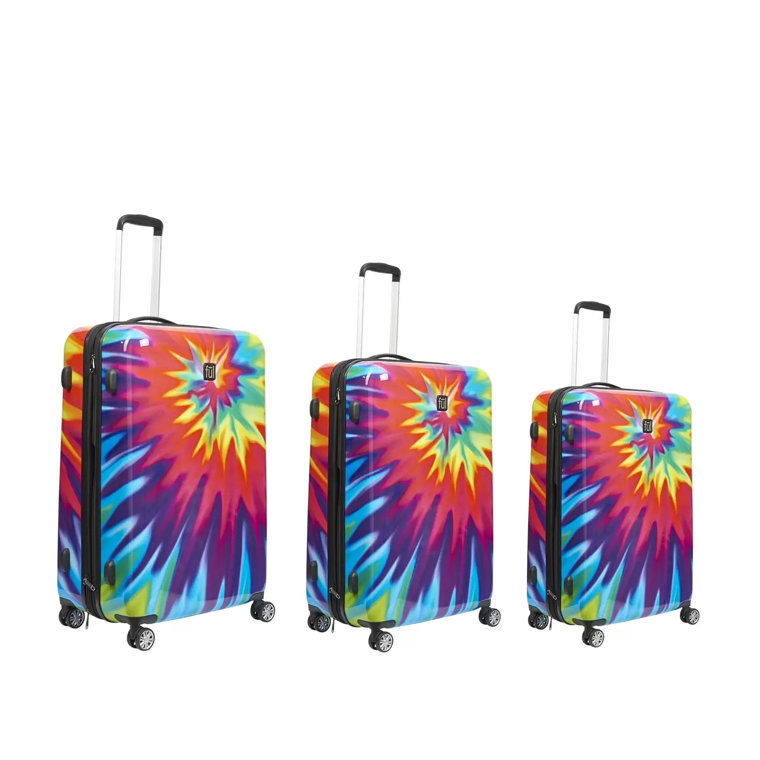 FUL Tie Dye Nested Hardside 3 Piece Luggage Set. 28in. 24in. and 20in Sizes. Pink