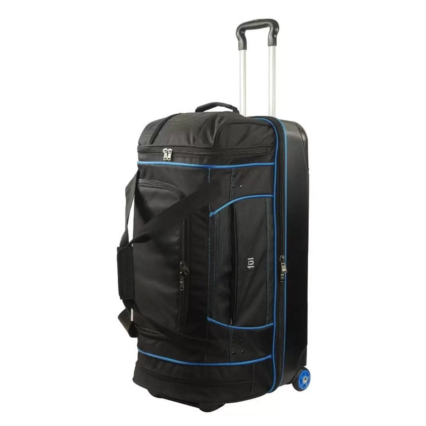 FUL Workhorse 30in Rolling Duffel Bag. Retractable Pull Handle. Split Level Storage. Black And Blue