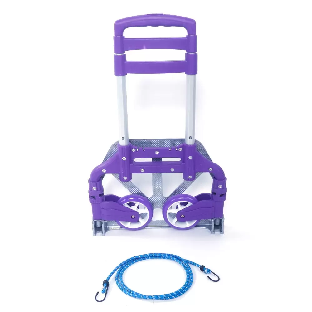 Fairnull Portable Aluminium Cart Folding Dolly Push Truck Hand Collapsible Trolley Luggage Purple