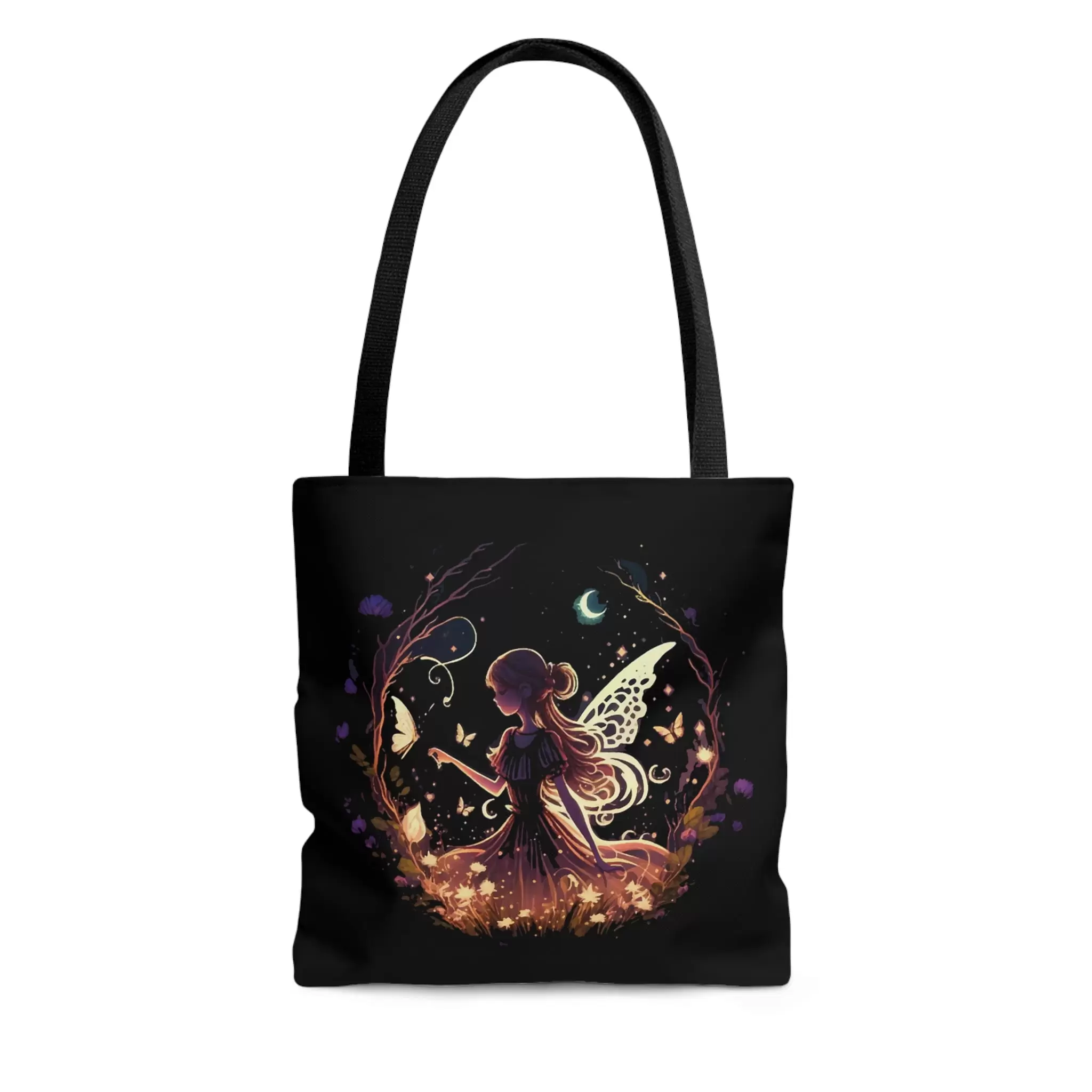 Fairy Butterfly Moon tote bag. custom tote bag. printed tote bag - travel tote bag. custom bag. printed tote bag. gifts for her. gifts for him