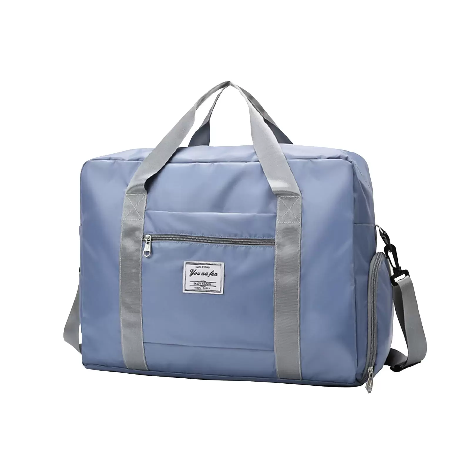 Fall Savings Clearance! UHUYA Sports and Travel Duffle Bag - Foldable Weekenders Bag for Traveling Women and Men - 35L Overnight Lightweight Duffel Bags with Shoe Pocket. Light blue