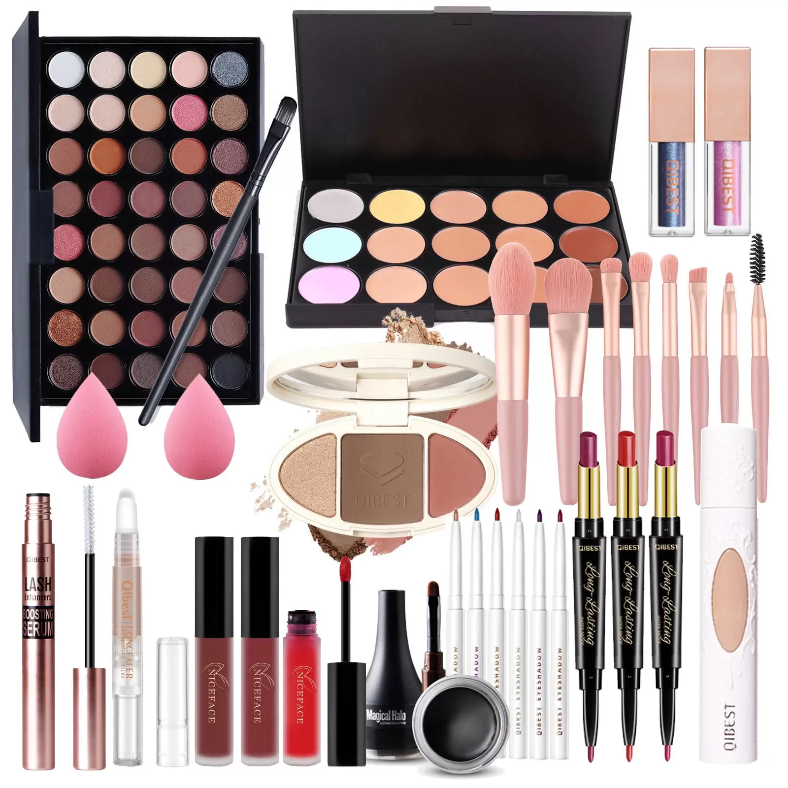 FantasyDay All-in-one Makeup Set Holiday Gift Surprise | Full Makeup Kit for Women Essential Starter Bundle Include Eyeshadow Palette Lipstick Blush Concealer Face Powder Eyeliner Mascara Soft Brush