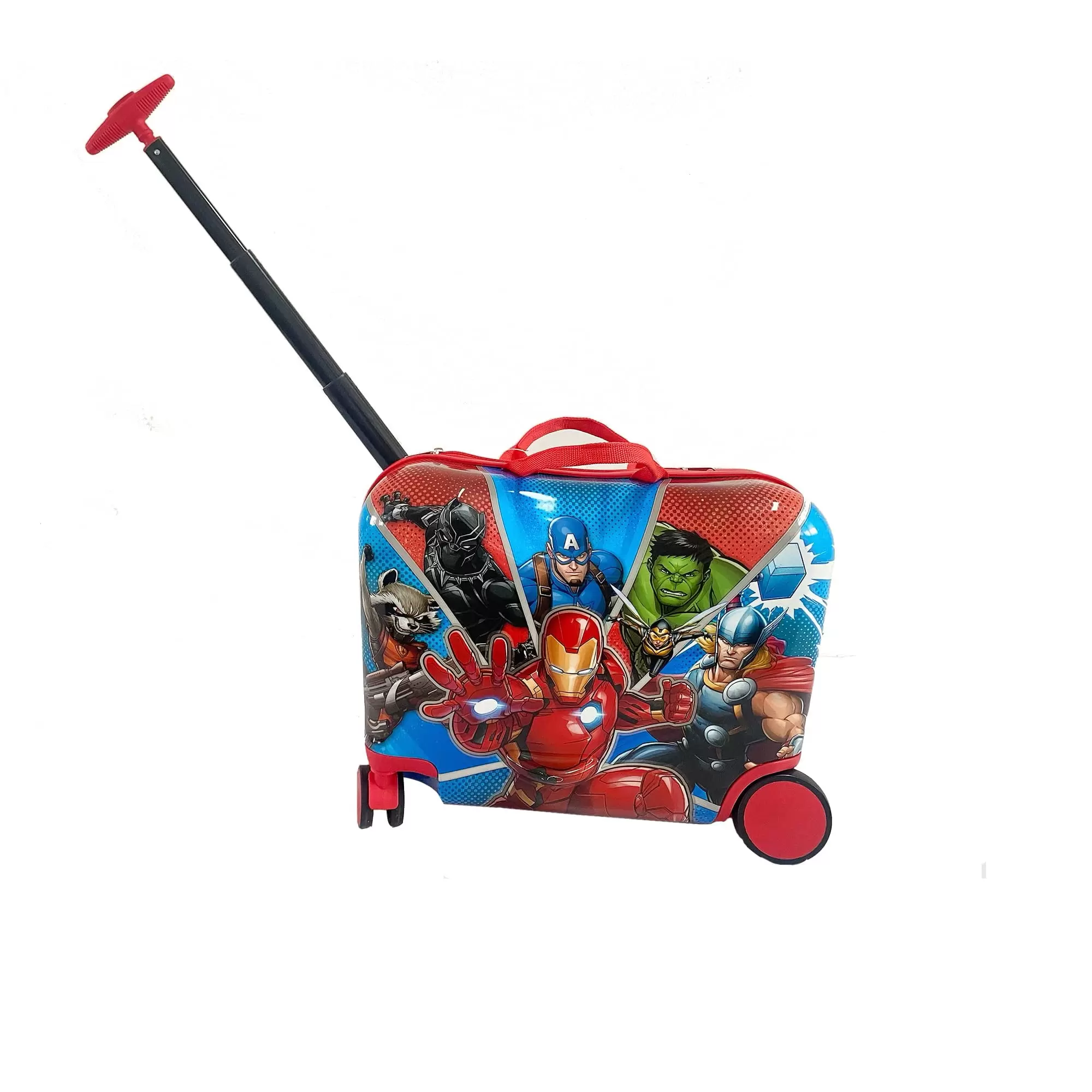 Fast Forward Heroes Hardside Ride on Luggage for Kids 18 Suitcase Cute Travel Trolley