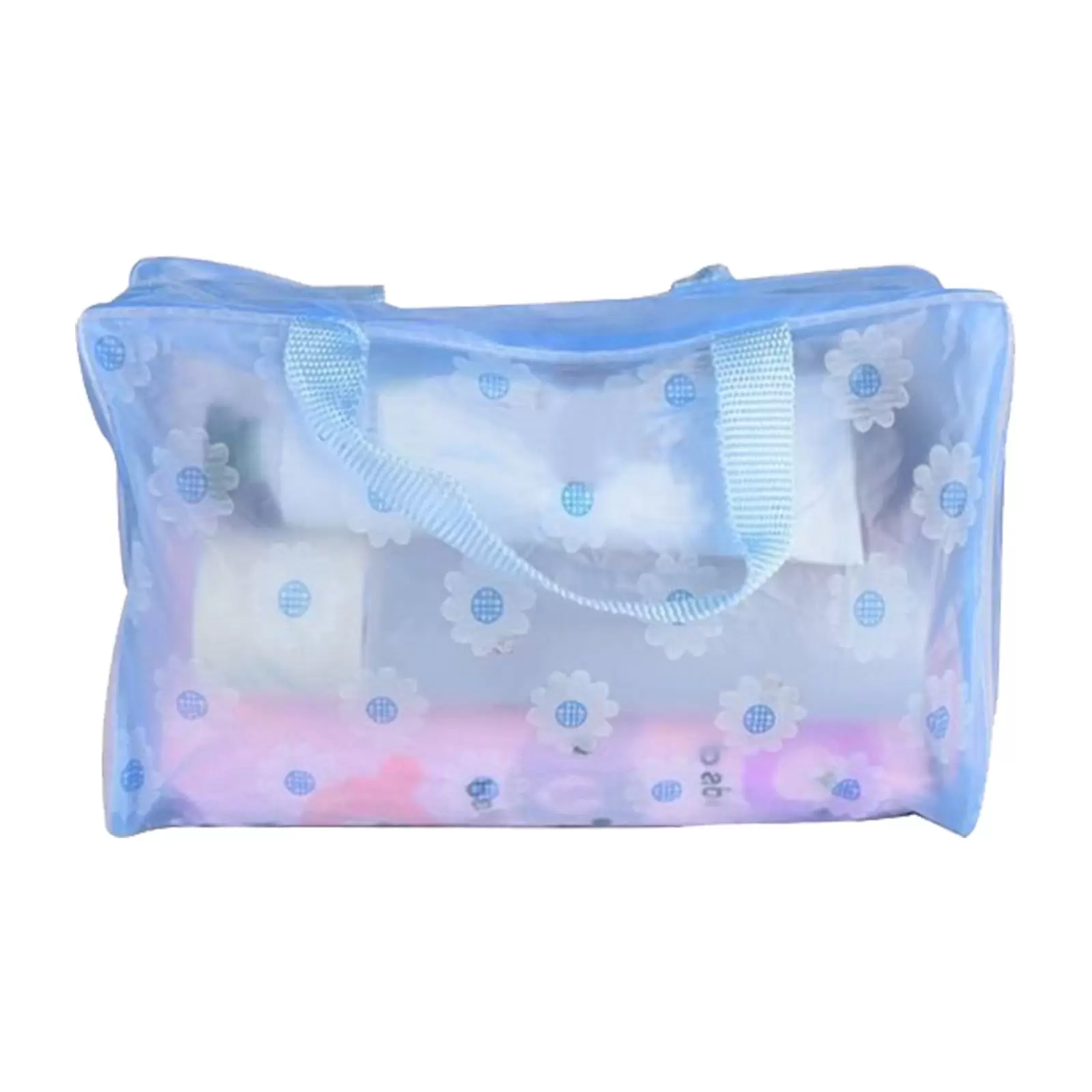 Feiboyy Travel Portable Toiletry Bag Women'S Makeup Bag Large Capacity Bath Waterproof Storage Bag Thickened Floral Transparent Organizing Bag