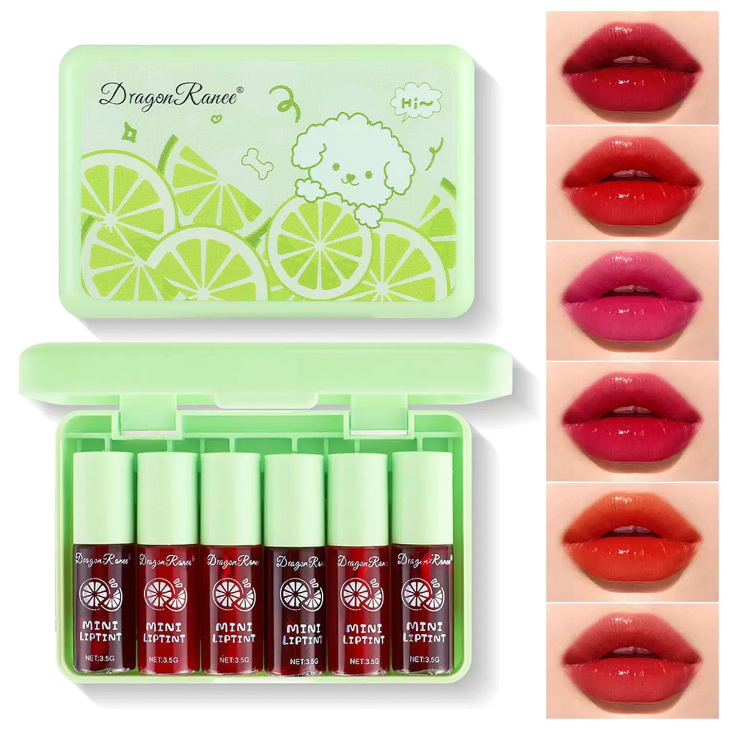 Firstfly 6 Colors Lip Tint Stain Set. Long-Wear Mini Velvet Shiny Lipstick.Hydrating Moisturizing Plumper Looking Lip Gloss.Waterproof Long Lasting.Natural Korean Smudge-Proof Cosmetic Lip Makeup