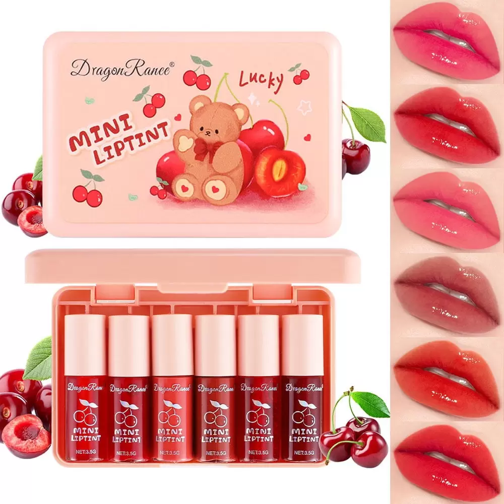 Firstfly 6 Colors Lip Tint Stain Set.Plumping Mini Velvet Lipstick.Hydrating Moisturizing for Dry Cheeks Lip.Waterproof Long Lasting.Revitalizing Shiny Lip Gloss Stains Non-Sticky Red Pink Lip Makeup