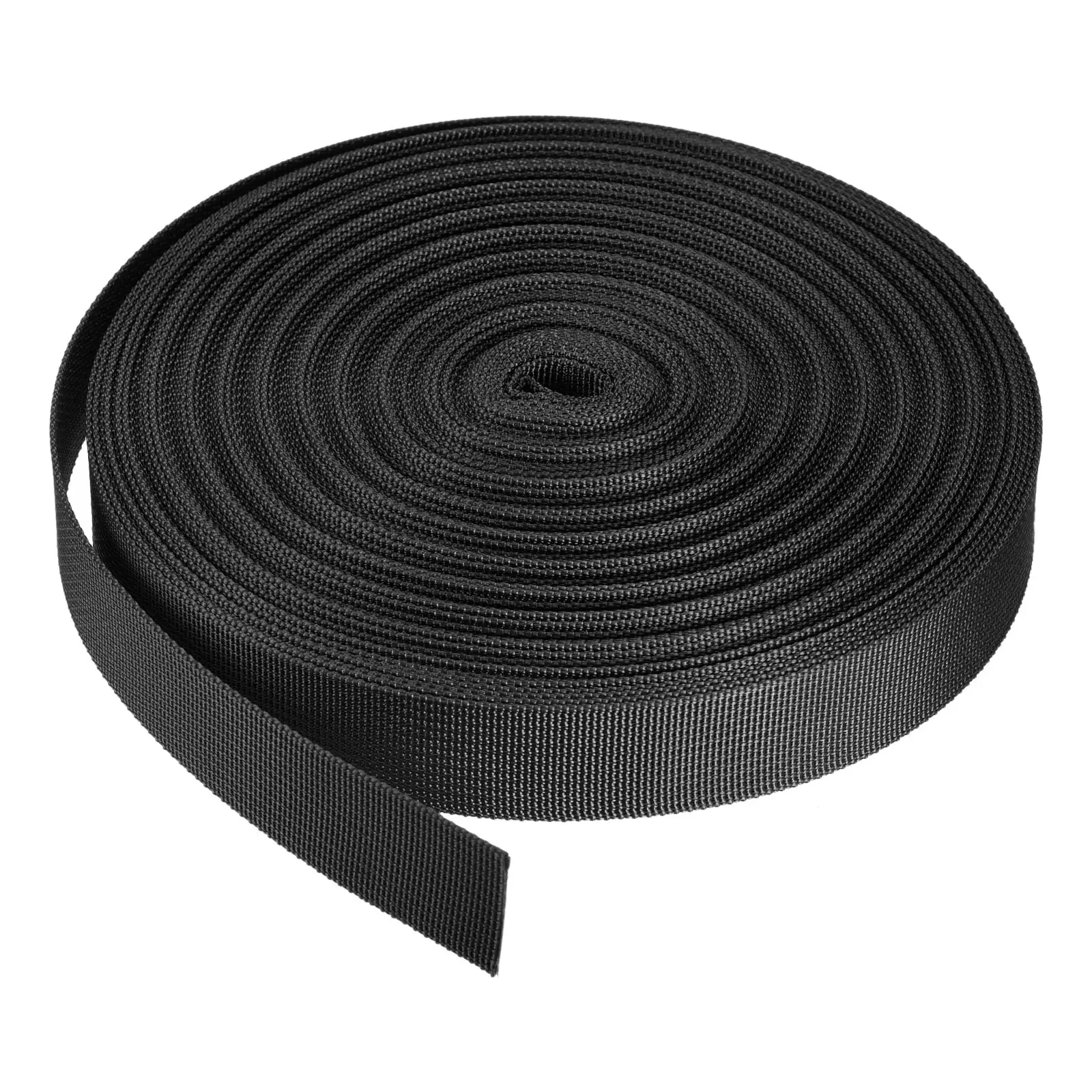 Flat Nylon Webbing Strap 1 Inch 25 Yards Black for Backpack. Luggage-rack