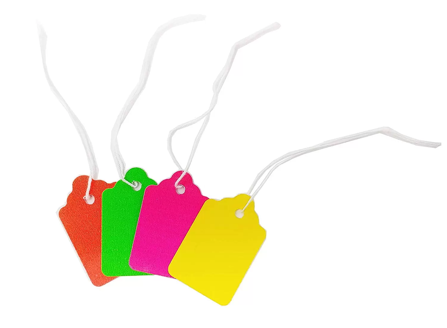 Fluorescent Neon Blank Strung Merchandise Pricing Tags with String. 5 Tags. 1.1 W x 1.75 H. 100 Pack