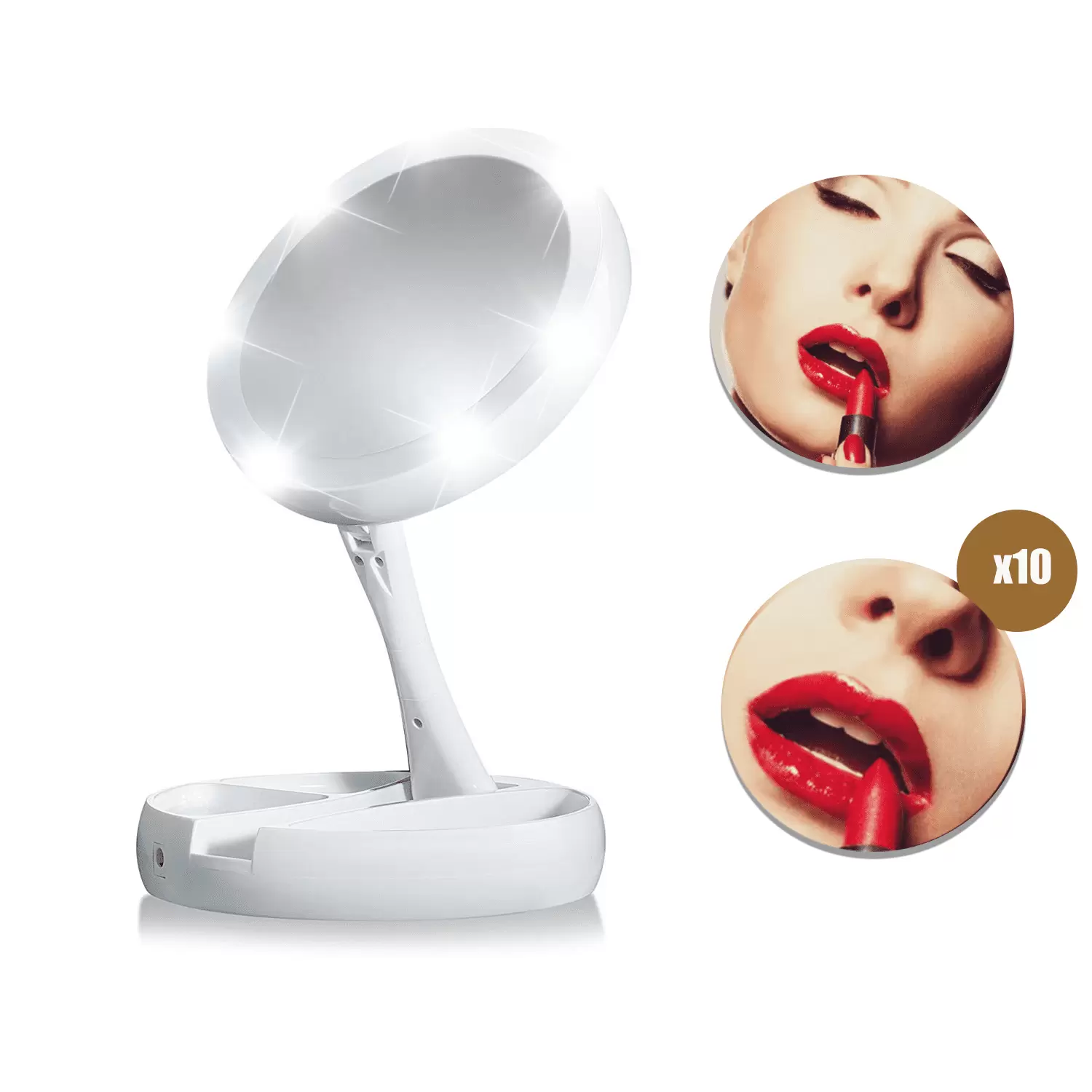 Fofosbeauty Lighted Makeup Mirror with Magnification.1x/10x Magnifying 21 Led Lights Travel Makeup Mirror. Double Sided Compact Mirror with Light. Vanity Mirror for Makeup Desk and Travel. White