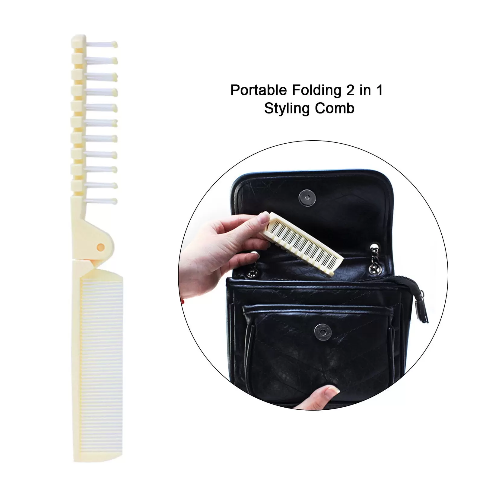 Foldable Hair Brush Folding Pocket Comb Portable for Travel Styling Tool