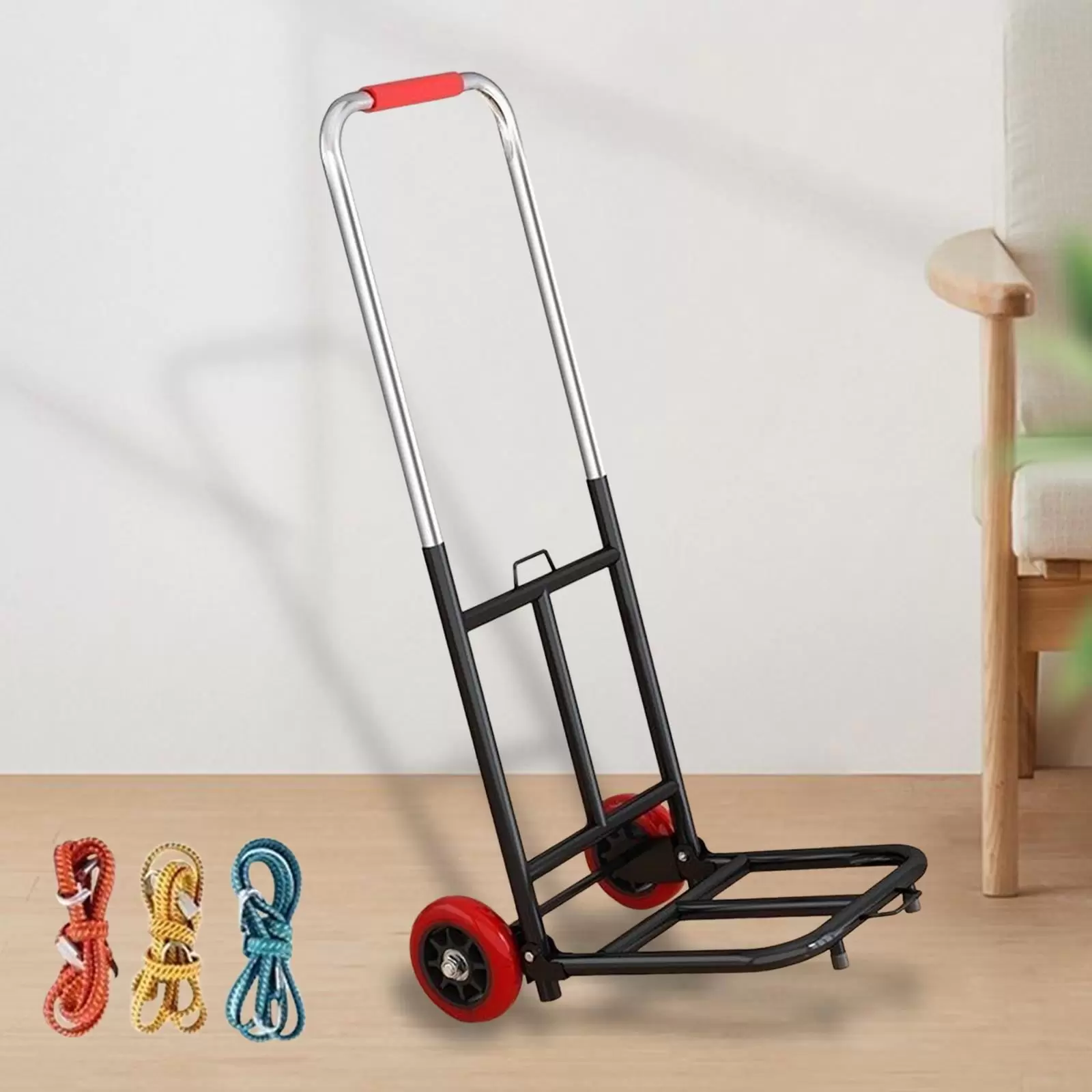 Foldable Hand Truck Adjustable Handle Collapsible Trolley Cart Convenient for Couriers Retractable 22.8inch-36.2inch Metal Frame . Pipe 22mm PU Wheel. telescopic