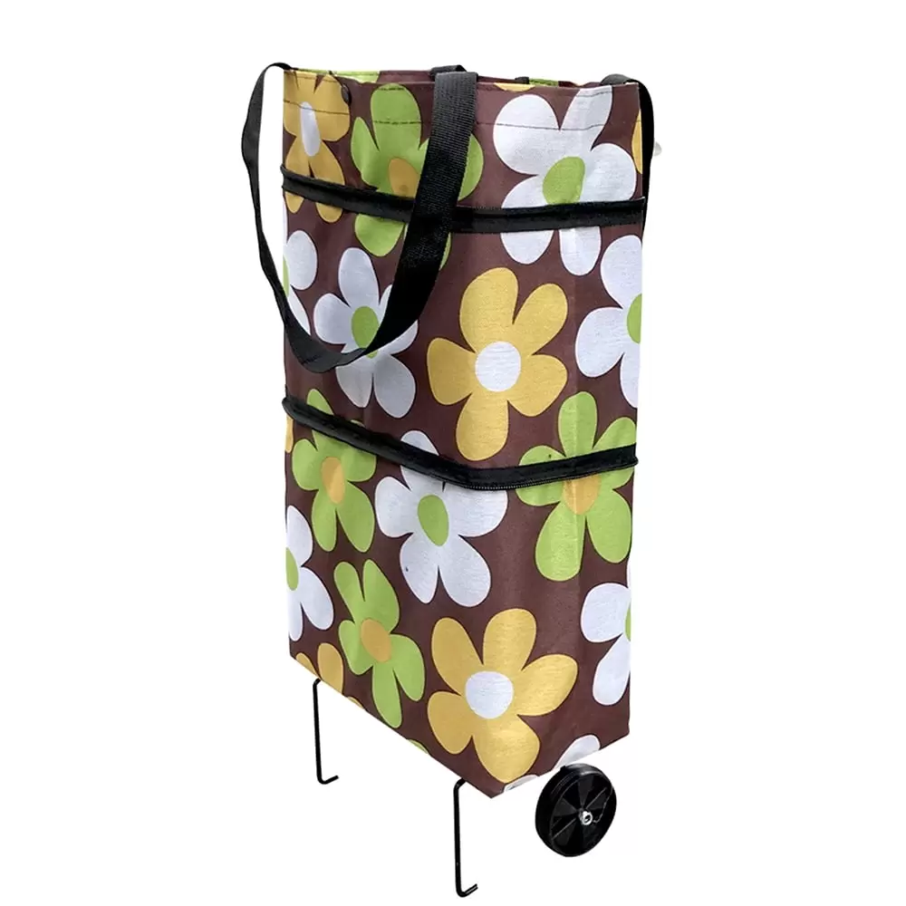 Foldable Trolley Wheel Bag Shopping Portable Cart Folding for Travel Luggage - Default