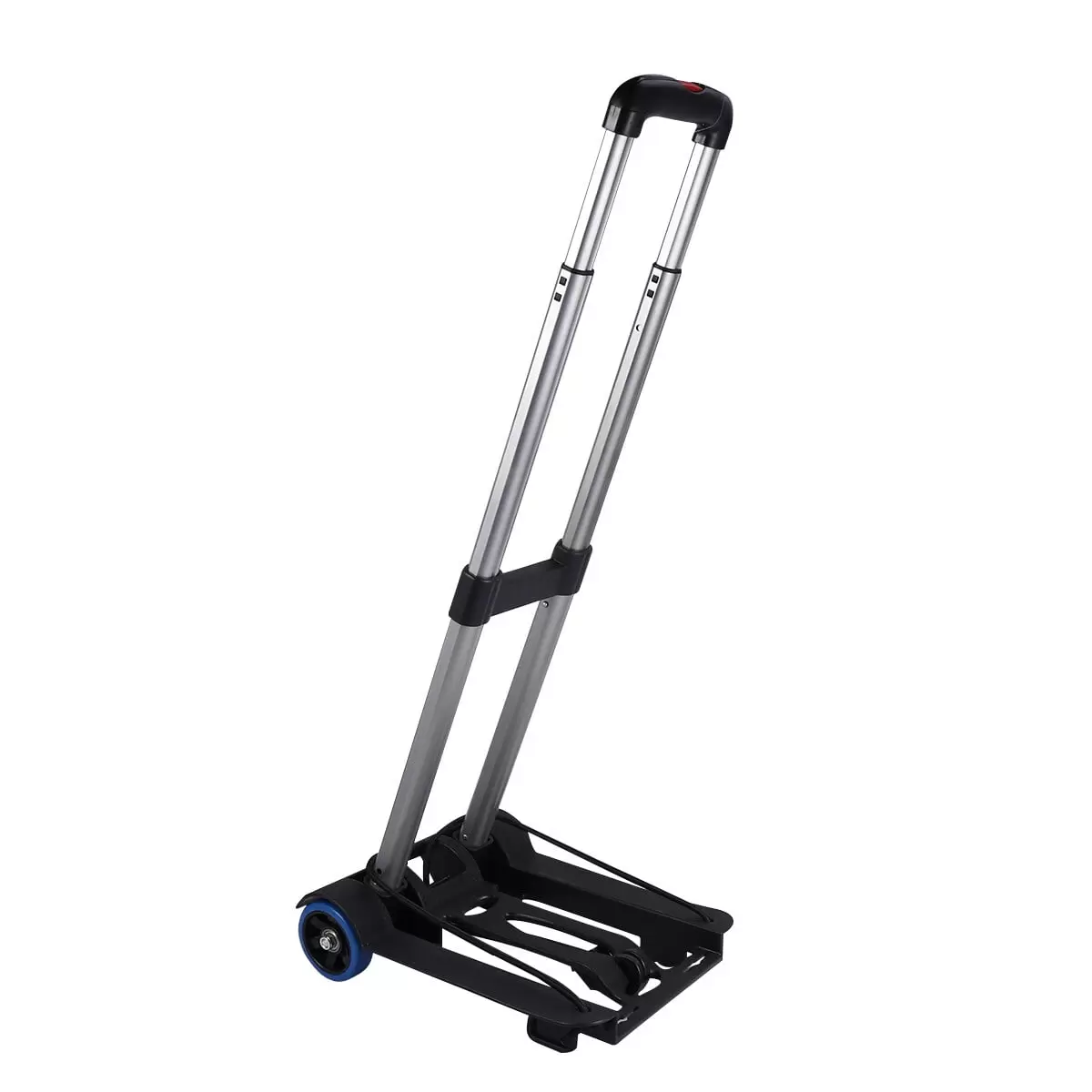 Folding Cart Aluminum Alloy Portable Small Pull Rod Luggage Cart Shopping Trolley (Black Alloy Two-Wheel Thickened Pattern)