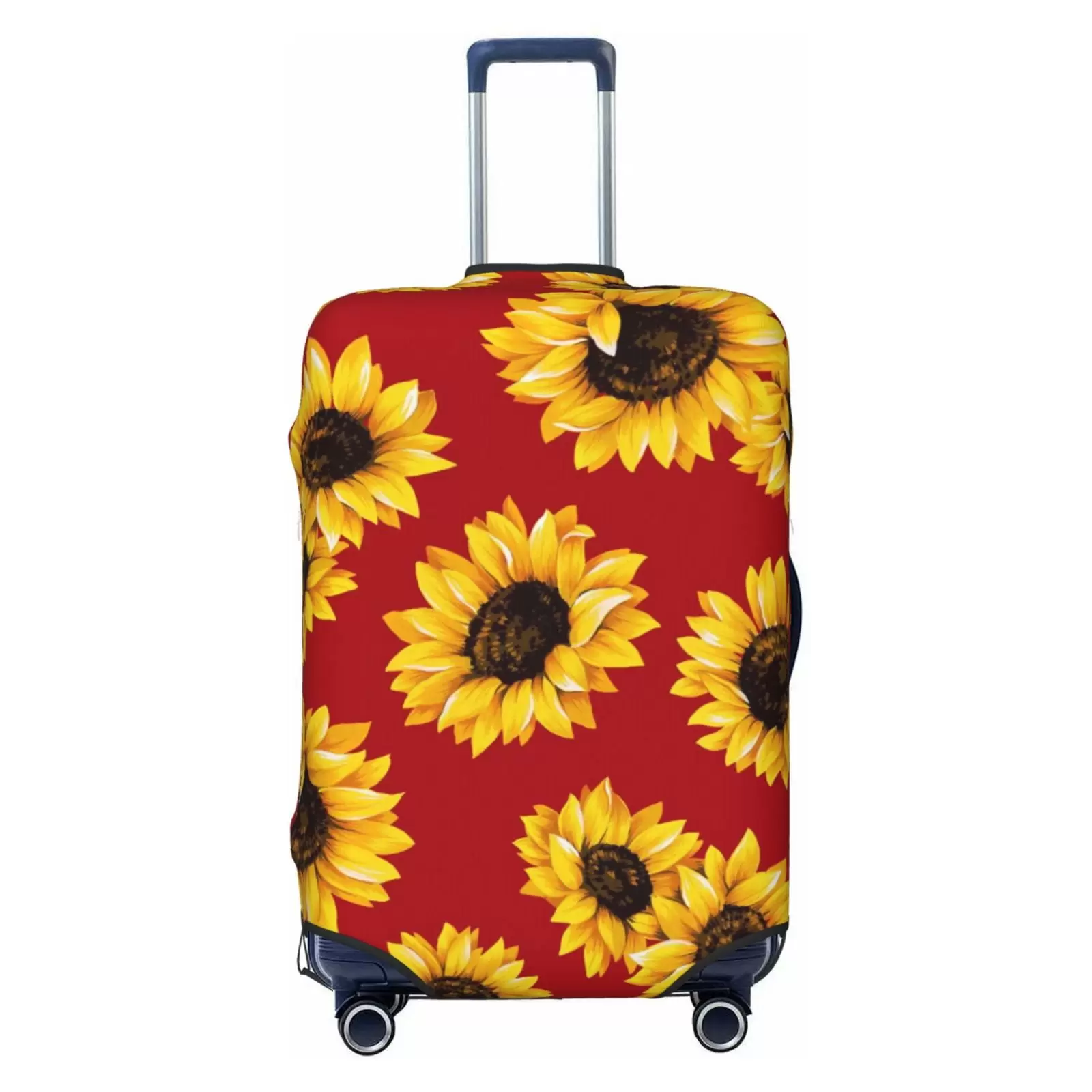 Fotbe Sunflowers On Red Luggage Cover Protector.Suitcase Cover Protector Fit 18-32 Inch Luggage.Washable Protector Covers Dust And Stratch Resistance