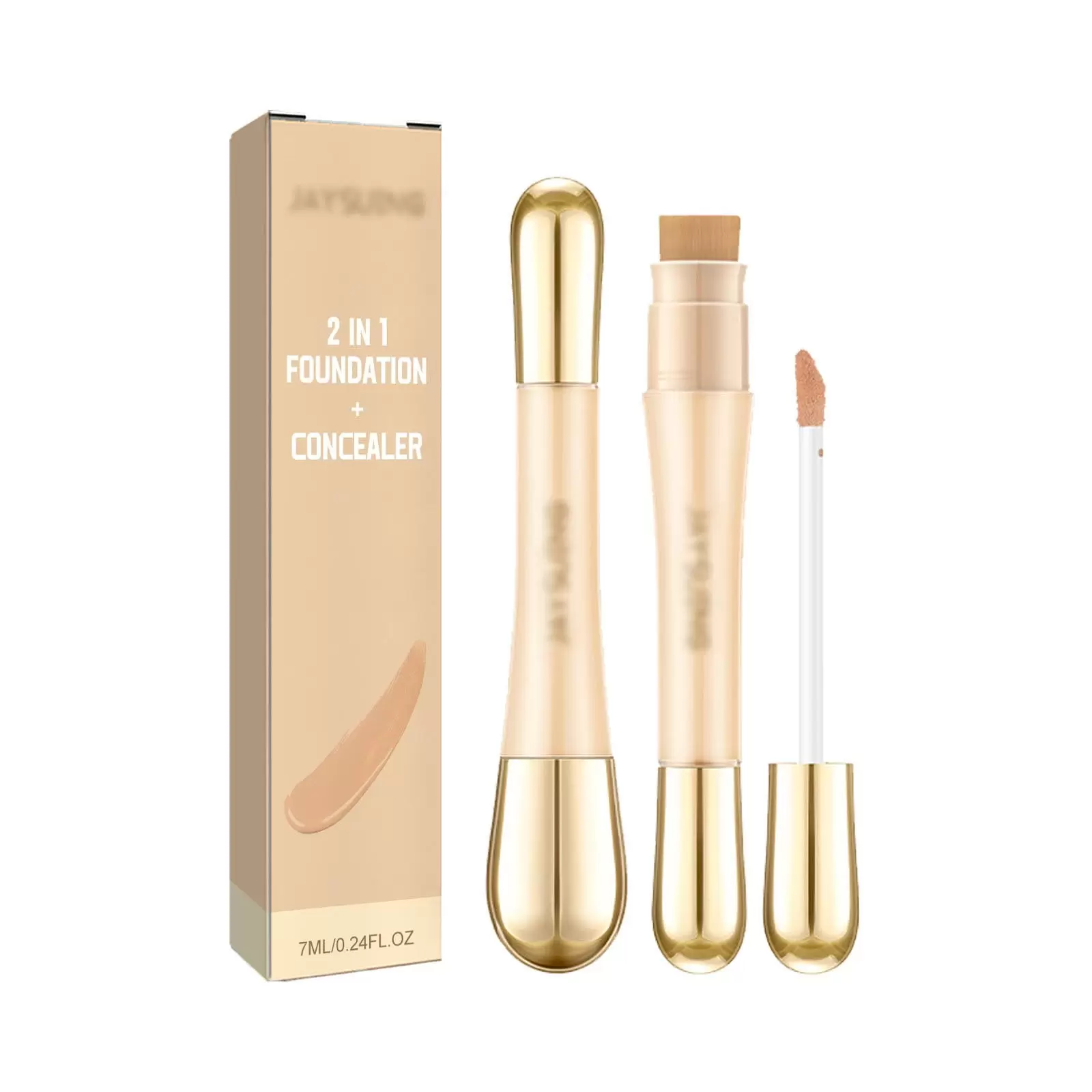 Foundation Makeup 2 In 1 Foundation + Concealer Liquid Concealer With Brush Double Head Concealer Durable Concealer Makeup