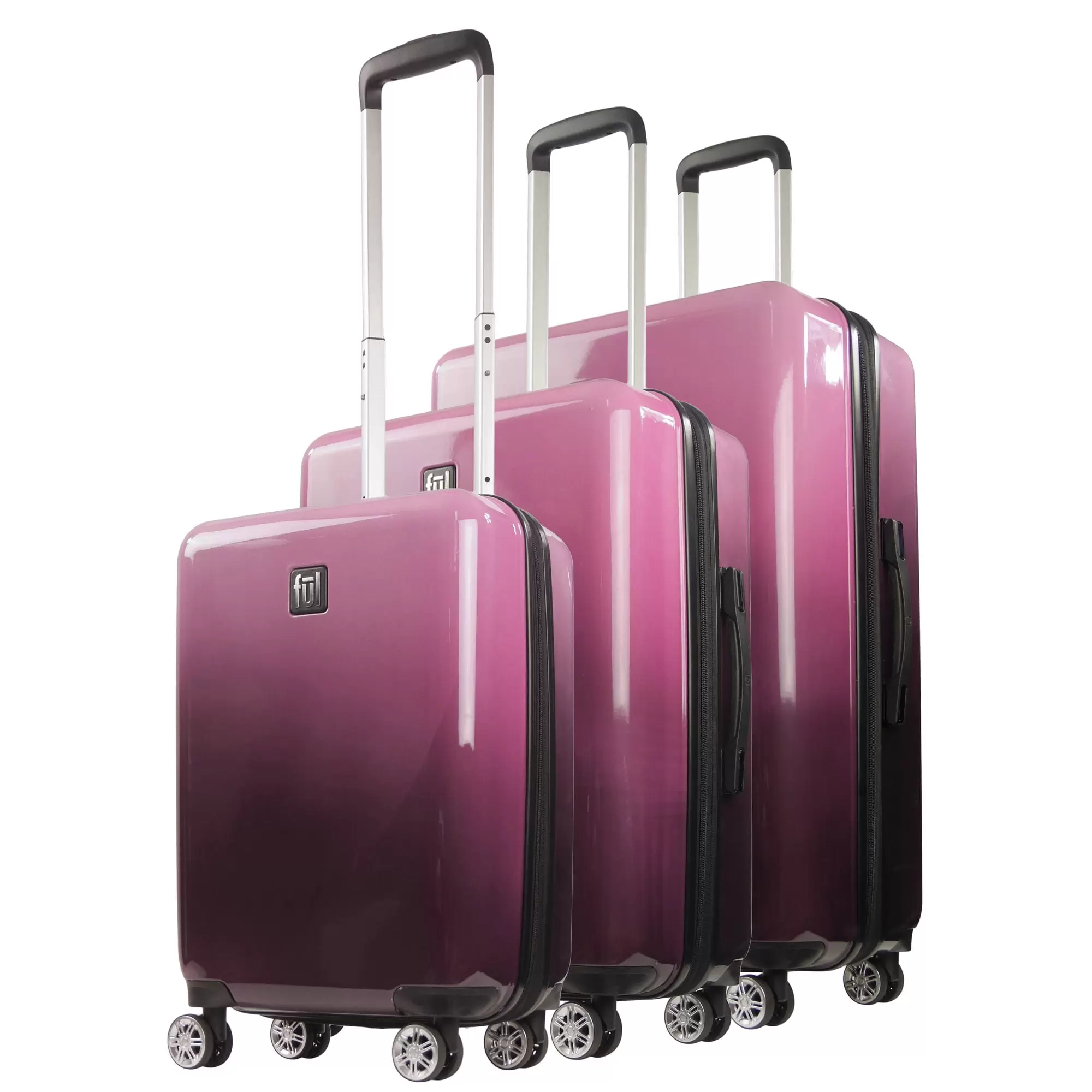 Ful Impulse Ombre Hardside Spinner Luggage. 3pc set. Pink