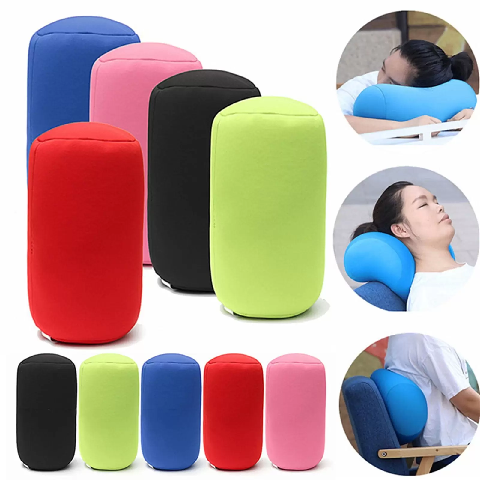 Fusipu Memory Foam Pillow Cylindrical Pillow with Built-in Foam Particles Microbead Roll Pillow for Neck Head Back Support Stuffed Sofa Cushion for Home