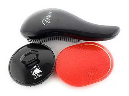 G.B.S Wave Detangling Hair Brush Set. Women. Men Unisex Great for All Hair types Wet or Dry - Travel Pack of 3