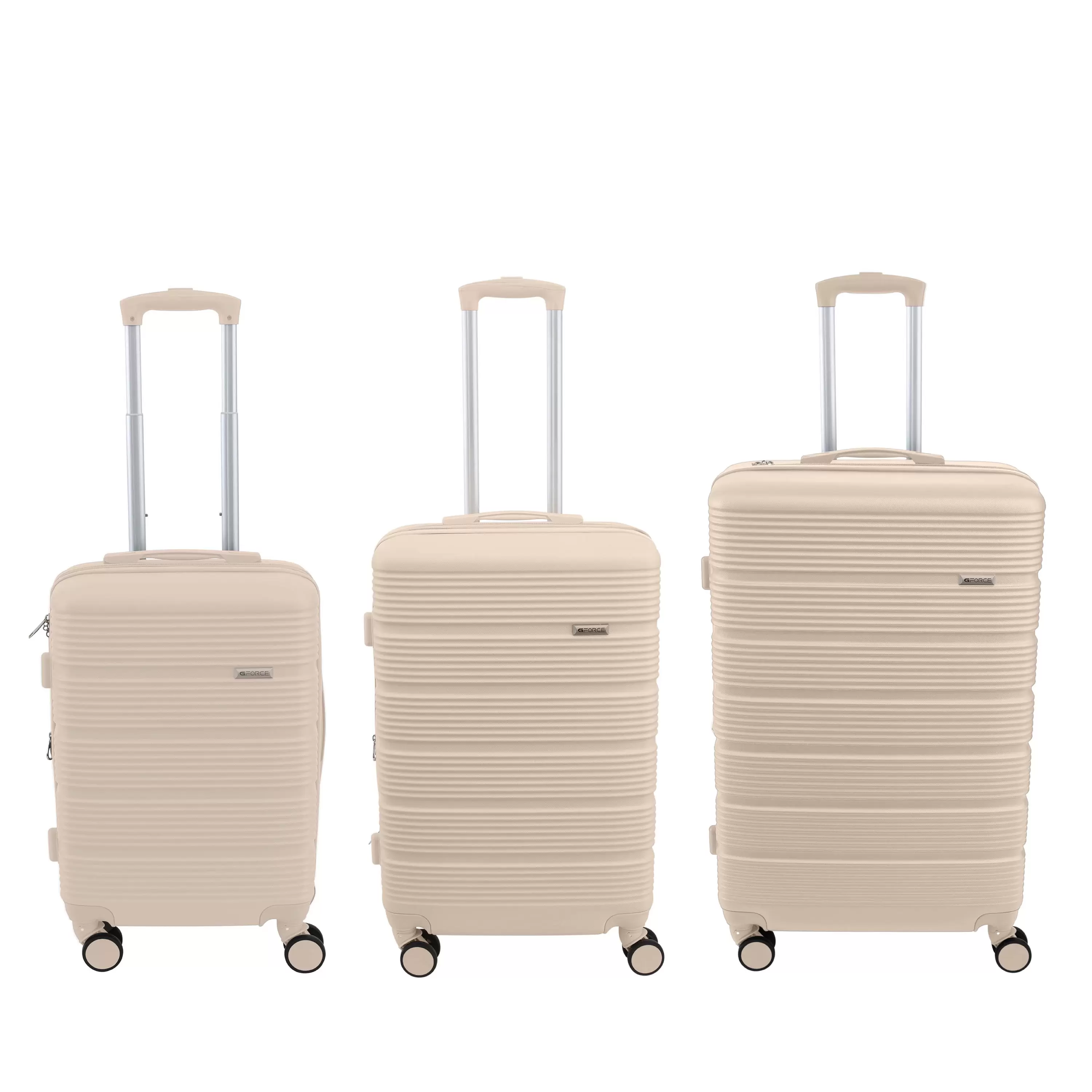 G-Force 3 Piece Expandable Rolling Luggage Set in Ivory