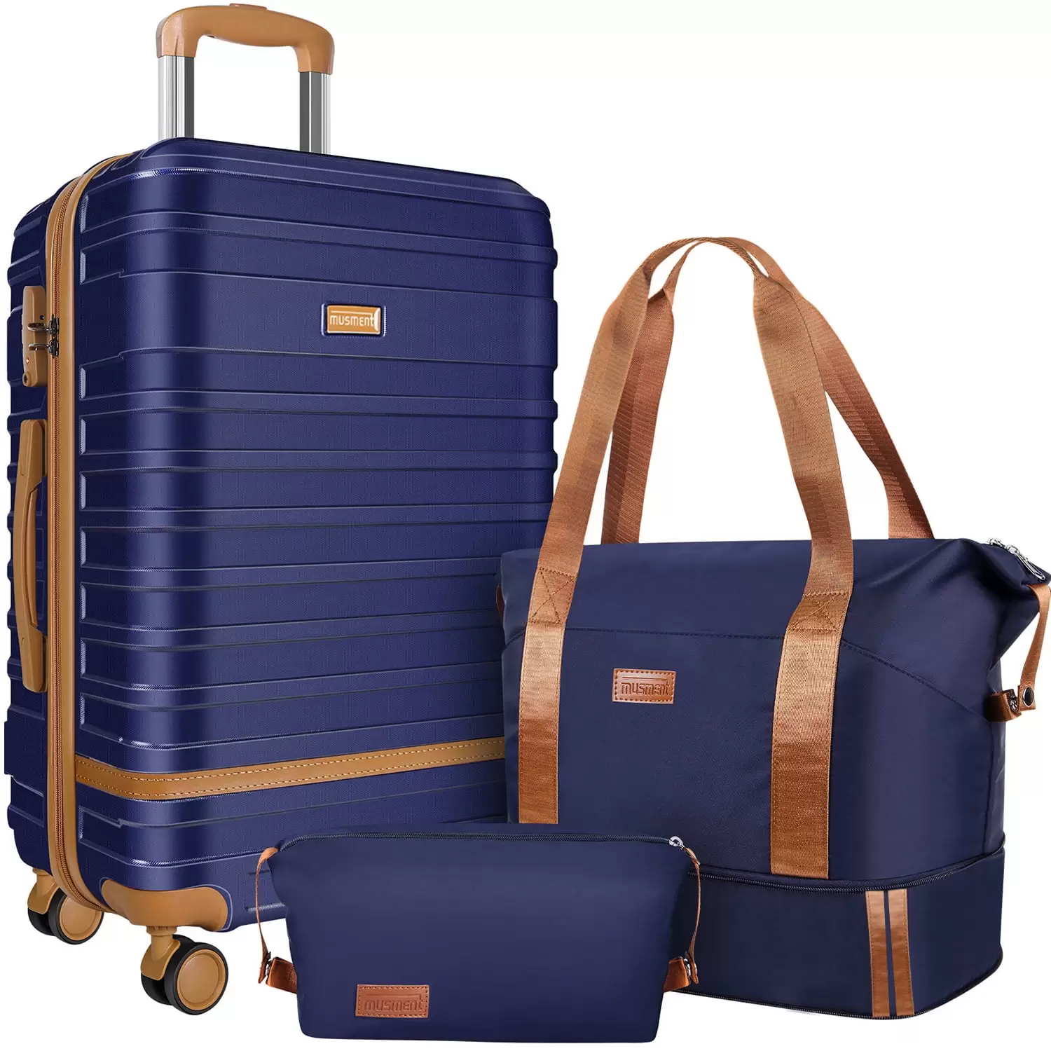 GAZILY 3 Piece Carry on Luggage.20 inch Carry-on Suitcase with TSA Lock and Double Spinner Wheels.Deep Blue