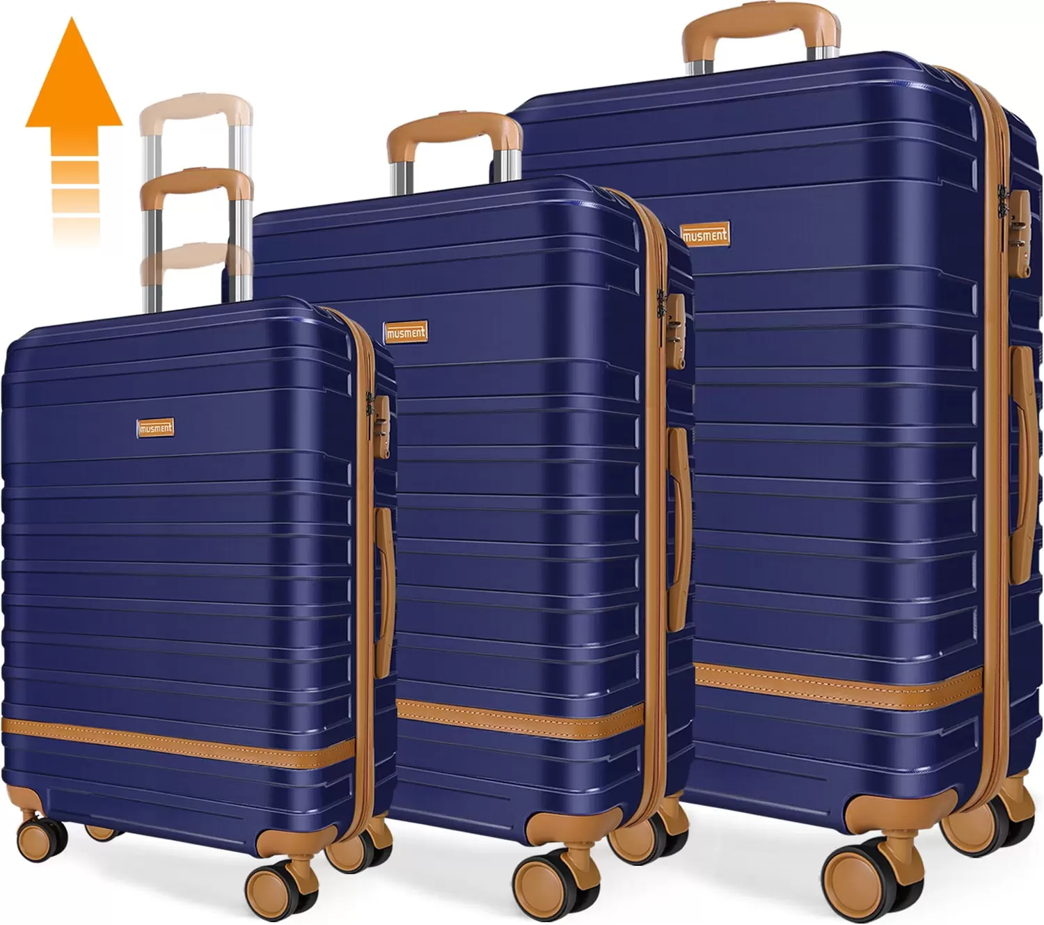 GAZILY 3 Piece Luggage Sets ABS Hardshell Lightweight Suitcase with TSA Lock and Double Spinner Wheels .Deep Blue