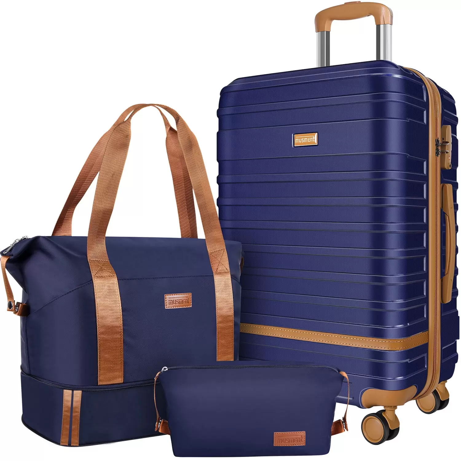 GAZILY Suitcase Set Luggage Sets. 20 inch Carry On Luggage with TSA Lock and Double Spinner Wheels.(Deep Blue.3 PCS set )