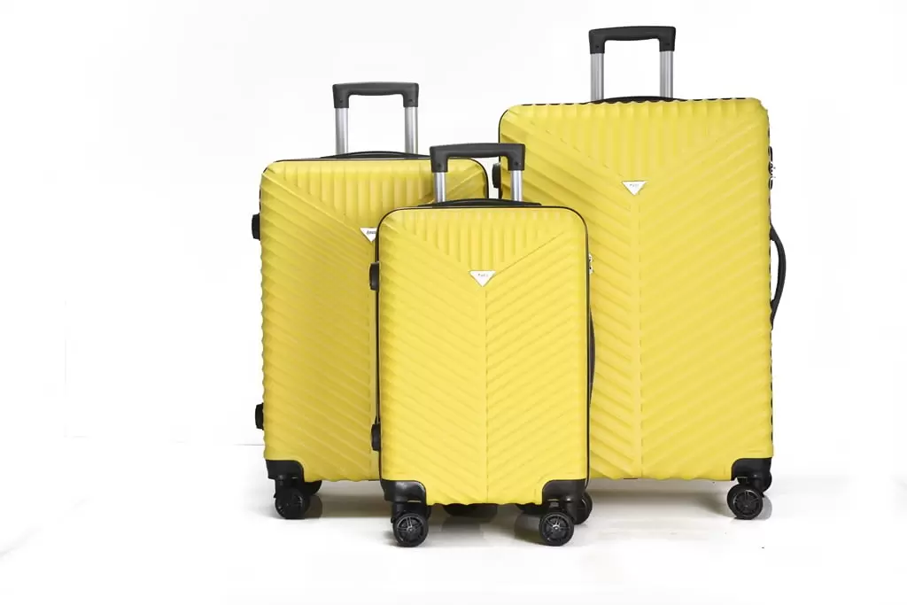 Gilana ABS Hard shell Lightweight 360 Dual Spinning Wheels Combo Lock 28. 24. 20 3 Piece Luggage Set / Yellow