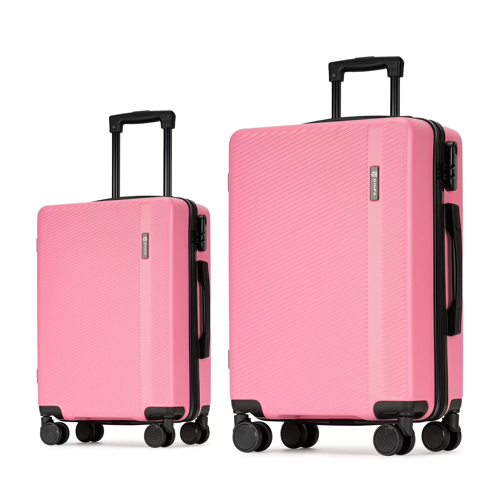 Ginza Travel 2 Piece Hardside Luggage Sets.Hardshell Lightweight Suitcase Set with Spinner Wheels.Deep Pink