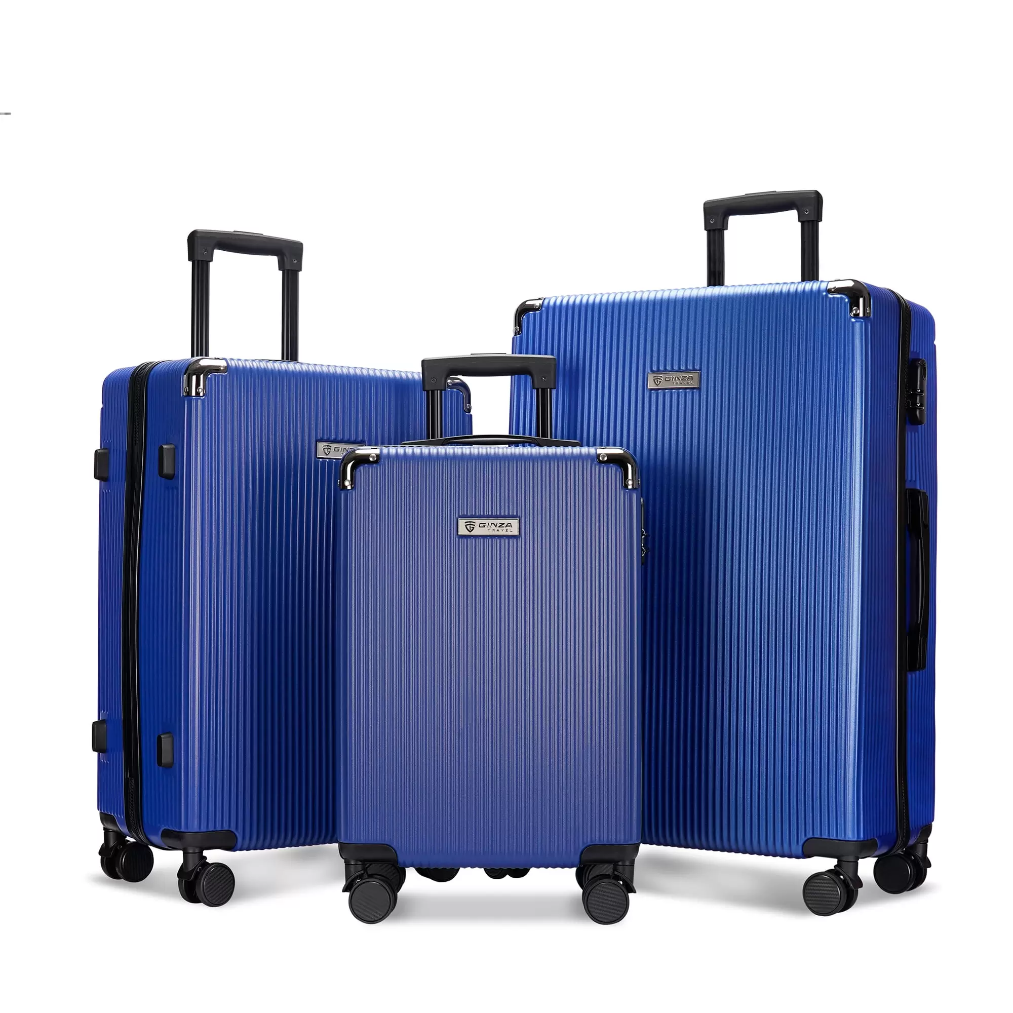 Ginza Travel Hardside Spinner Wheel Luggage Sets.Blue.3-Piece Set (20/24/28)