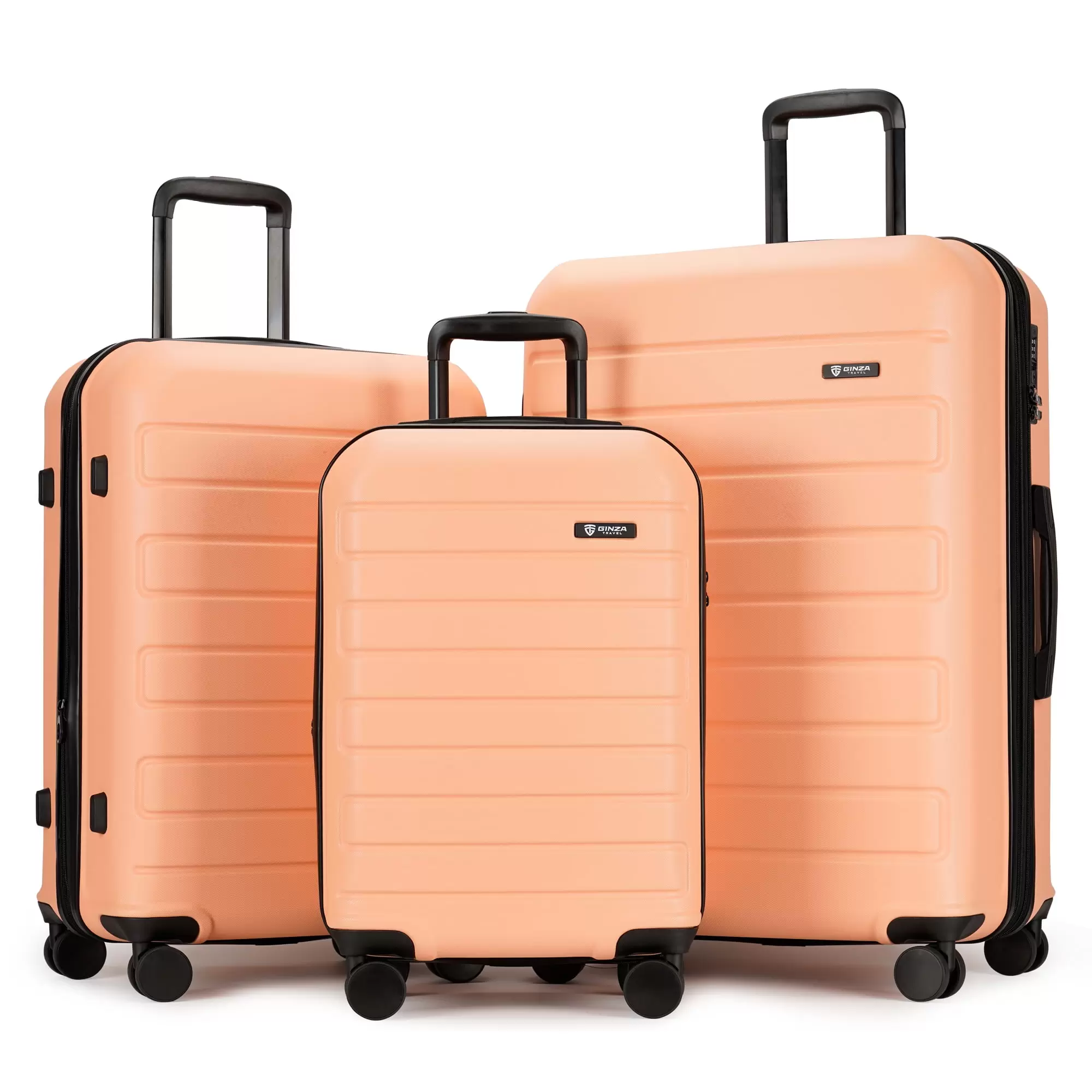 GinzaTravel 3 Piece Hardside Expandable Luggage Sets.Large Suitcase with Wheels.Bright Orange