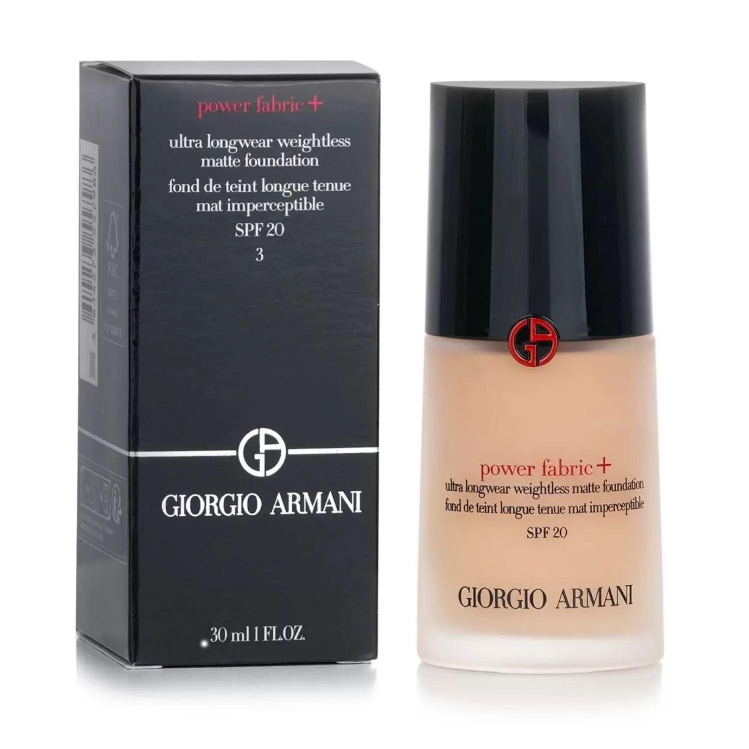 Giorgio Armani Power Fabric Plus Longwear Weighless Matte Foundation 3 SPF 20. 1 oz