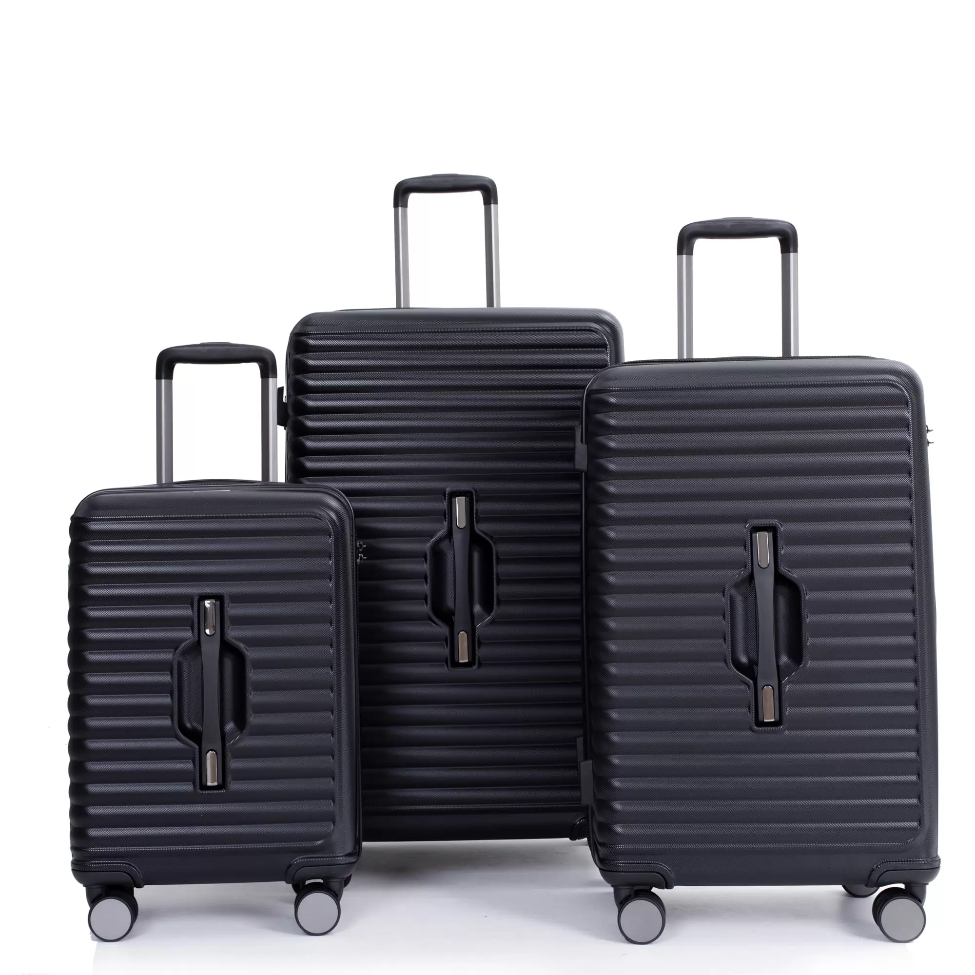 Glavbiku 3 Pcs Lightweight Luggage with 2 Side Hooks.360?? Spinner Wheels Suitcases.Black