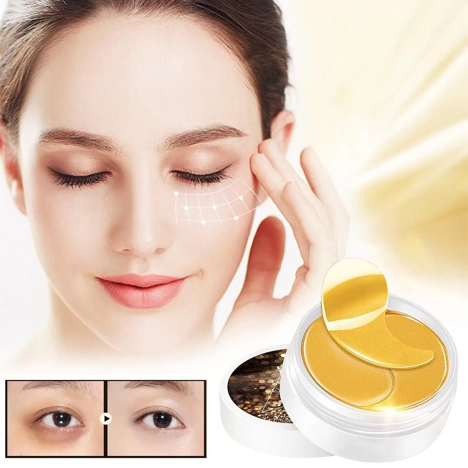 Golden Eye Mask 60 Patches For Removing Wrinkles. Dark Circles. Eye Bags. Eye Patches. Moisturizing Hydrogel Eye Mask 1ml. Beauty Care Products for Womens