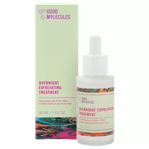 Good Molecules Overnight Exfoliating Treatment - Facial Exfoliant with AHA for Tone and Texture - Pore Minimizer. Skincare for Face with Salicylic Acid