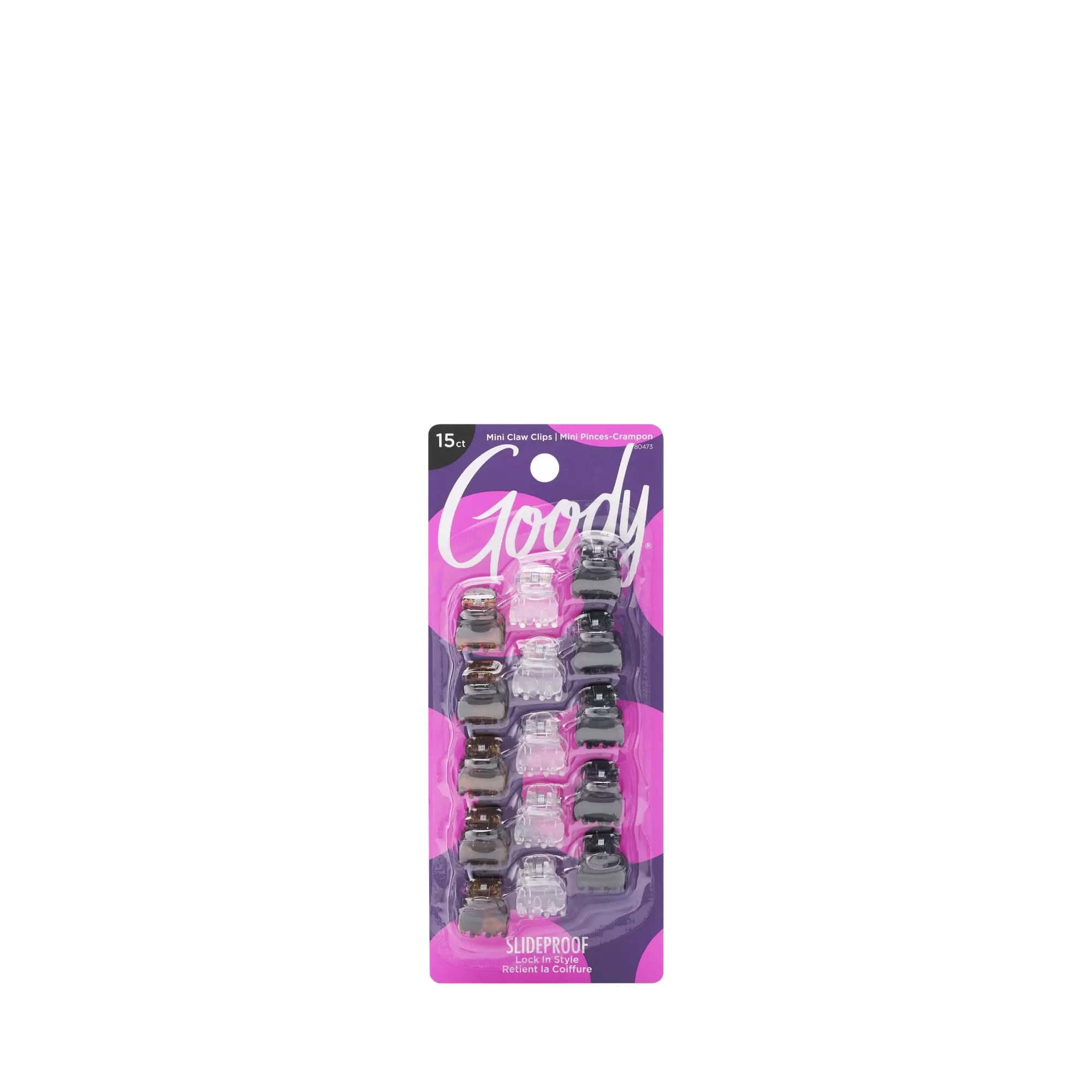 Goody Mini Basic Half-Claw Clips. Hair Clips. Assorted Colors. 15 Pk