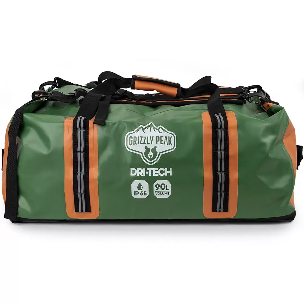 Grizzly Peak Dri-Tech Waterproof Dry Duffle Bag. IP 65 Roll-Top w/ Backpack Shoulder Straps